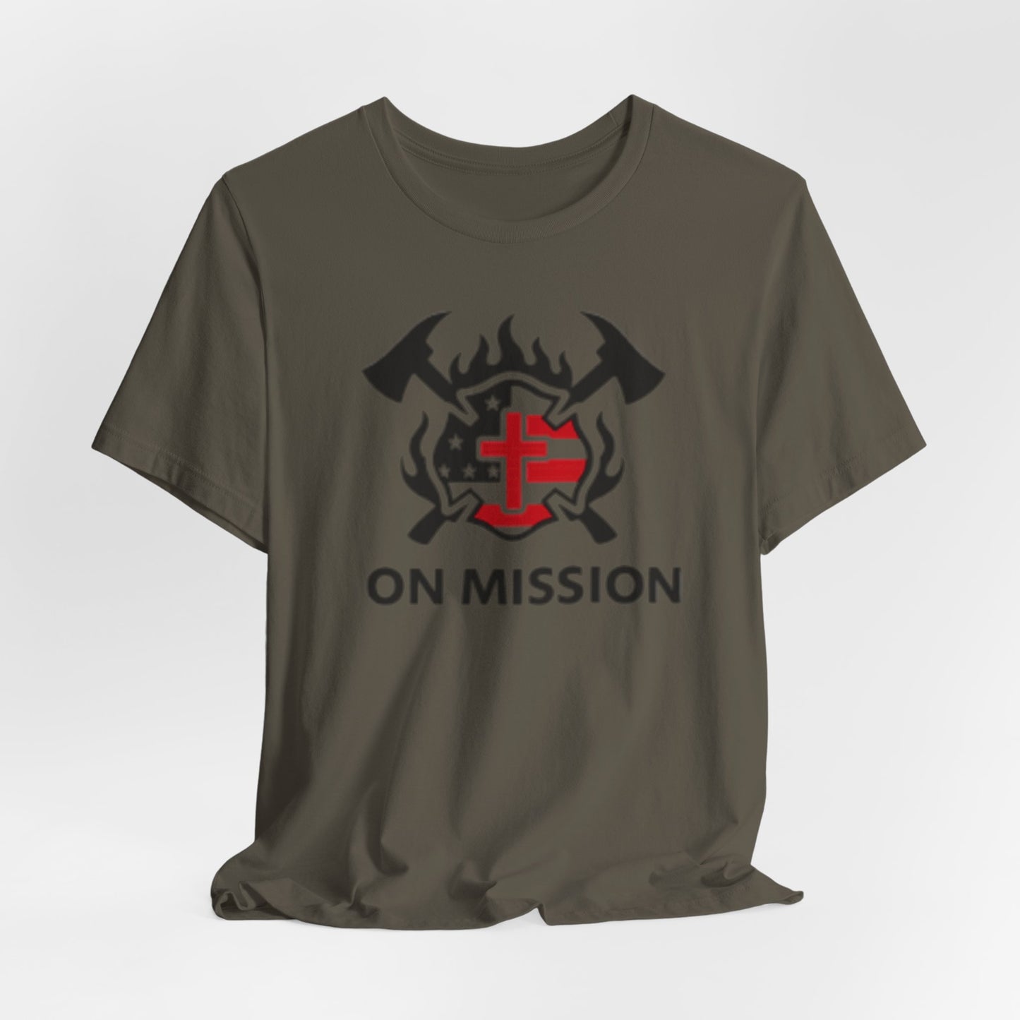 On Mission Christian Cross & American Flag T‑Shirt