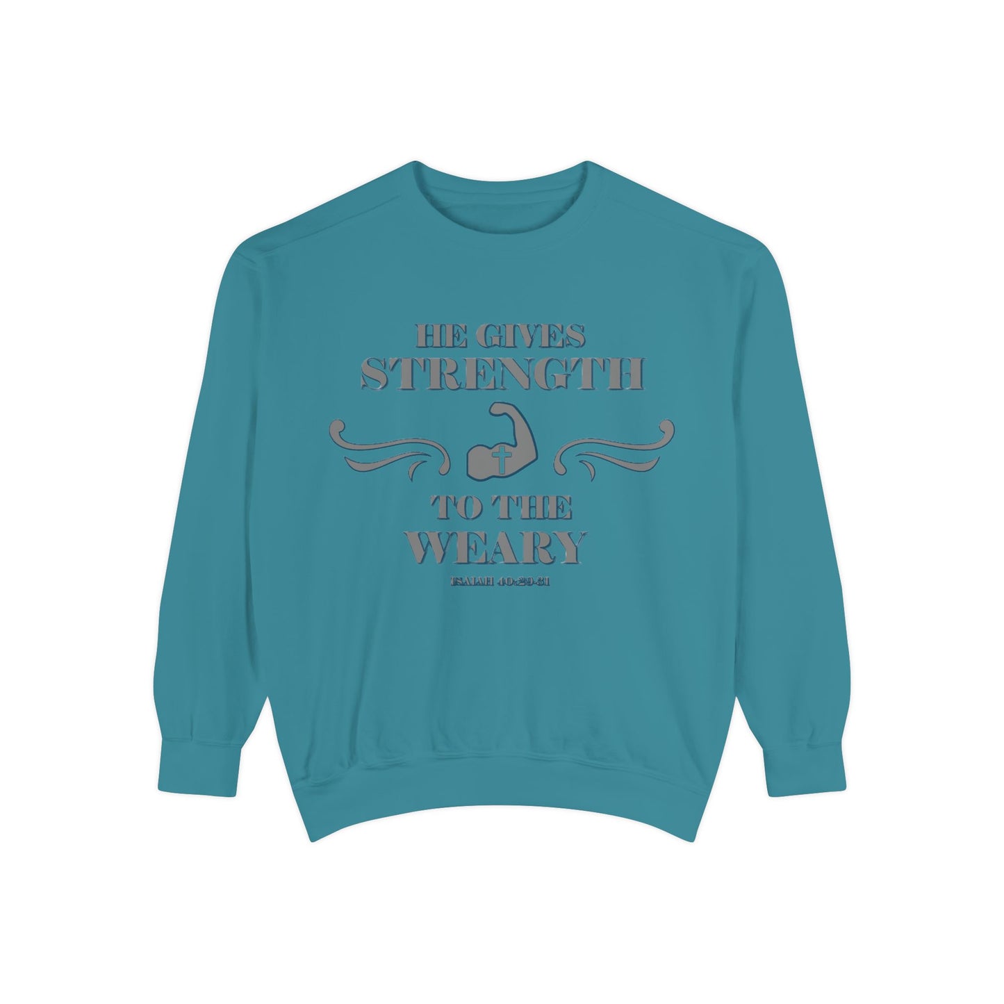 Bible Verse Isaiah 40:29-31 Unisex Sweatshirt 'He Gives Strength to the Weary'