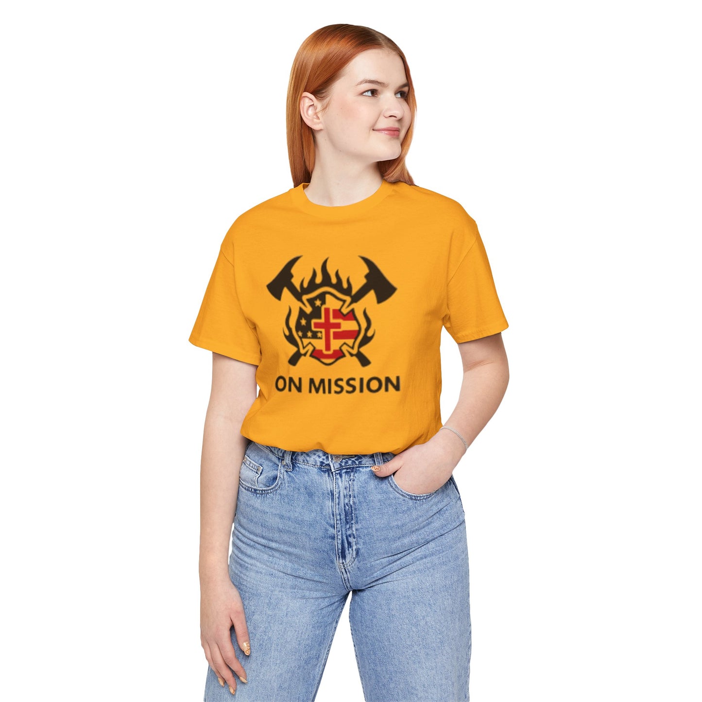 On Mission Christian Cross & American Flag T‑Shirt