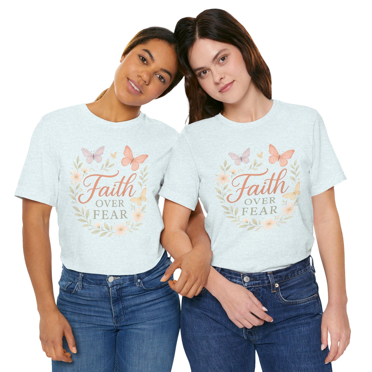 Faith Over Fear T-Shirt — Floral Butterfly Inspirational Tee