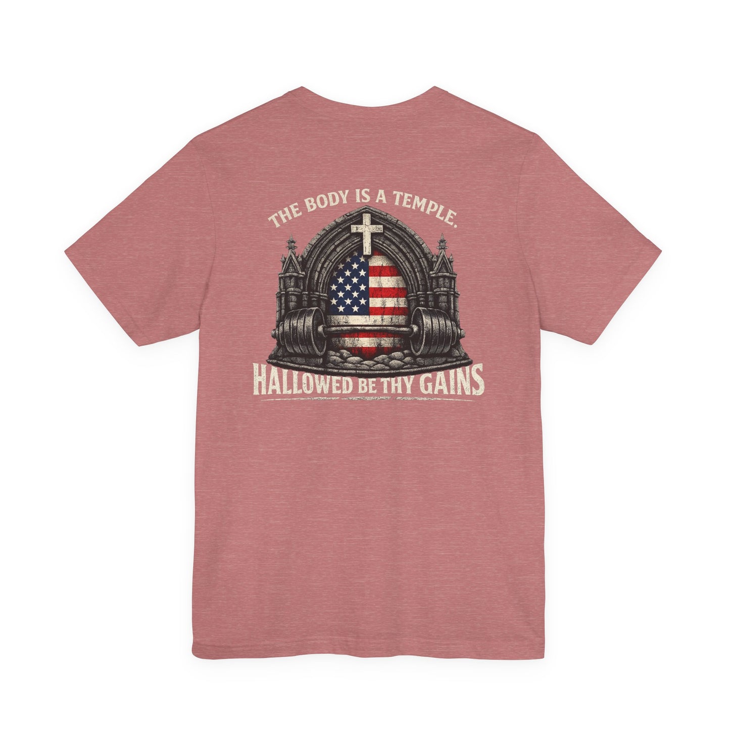 Patriotic Gym Tee — “The Body Is a Temple” American Flag Fitness T-Shirt