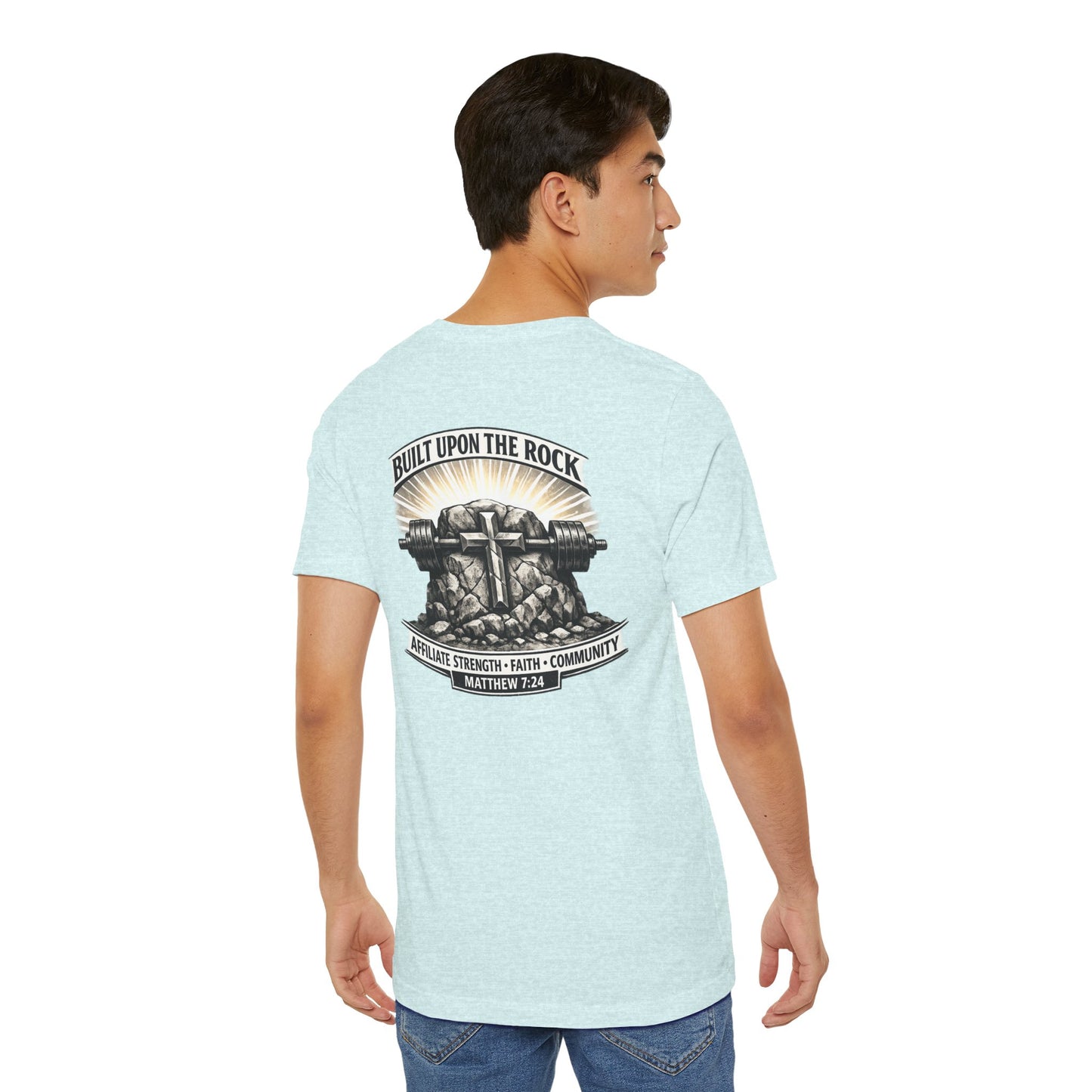 Built Upon the Rock T‑Shirt — Christian Faith Matthew 7:24 Graphic Tee