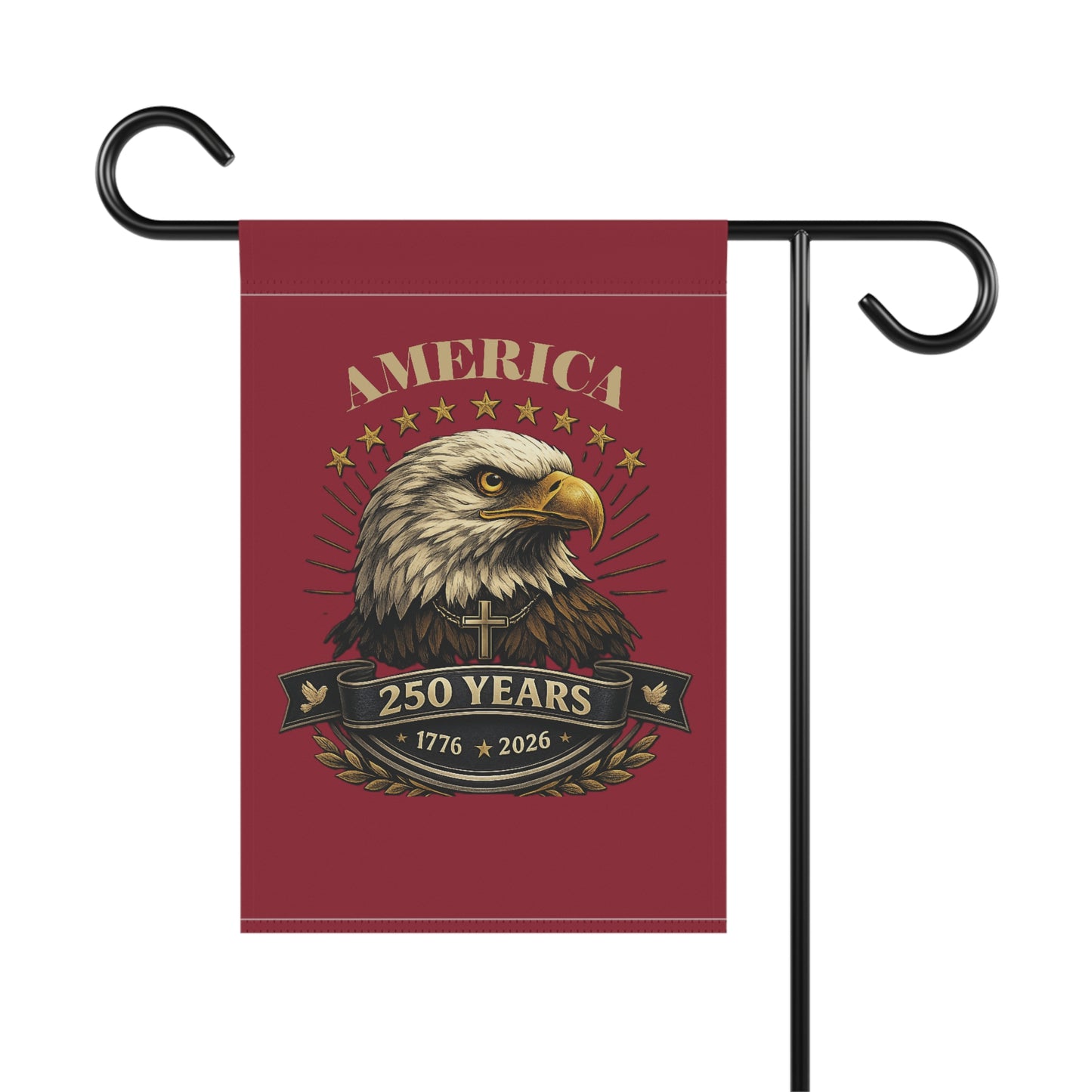 America 250 Years Patriotic Garden Flag — Bald Eagle 1776‑2026 Celebration Banner