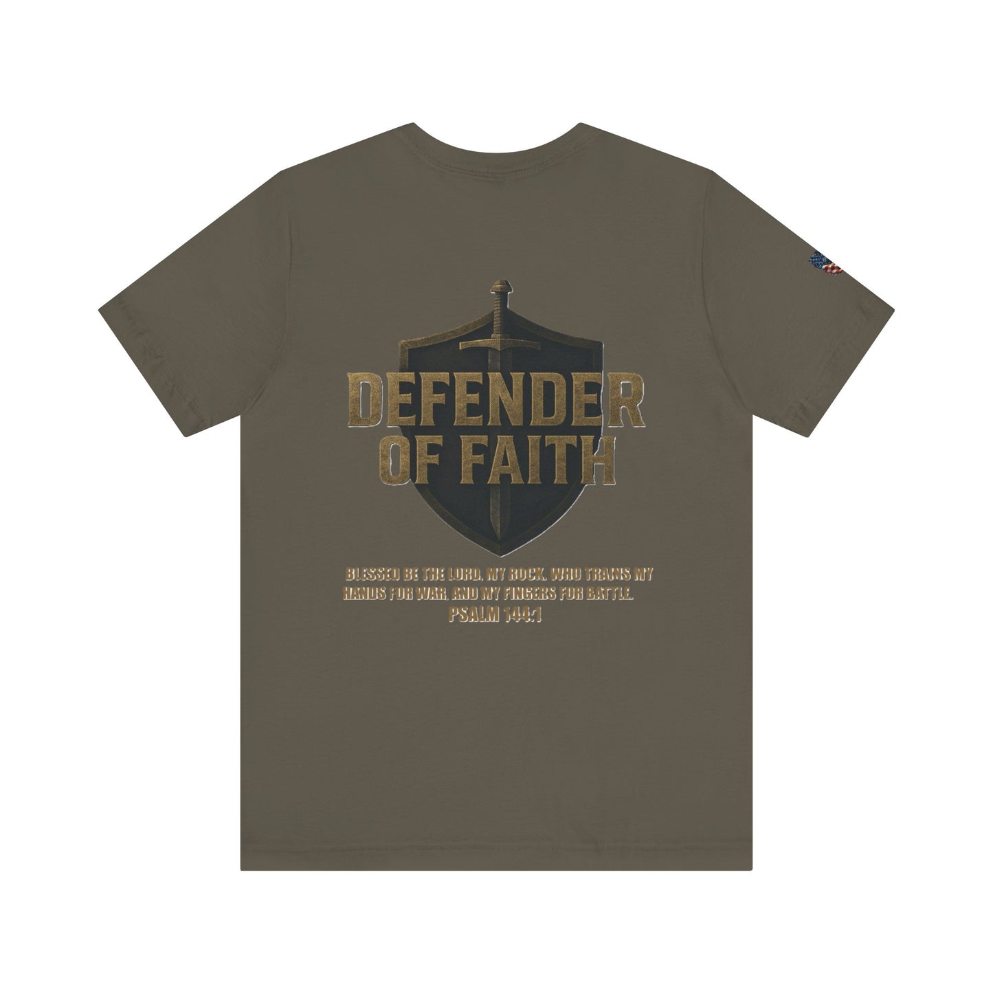 Psalm 144:1 'Defender of Faith' T-Shirt — Christian Scripture Tee