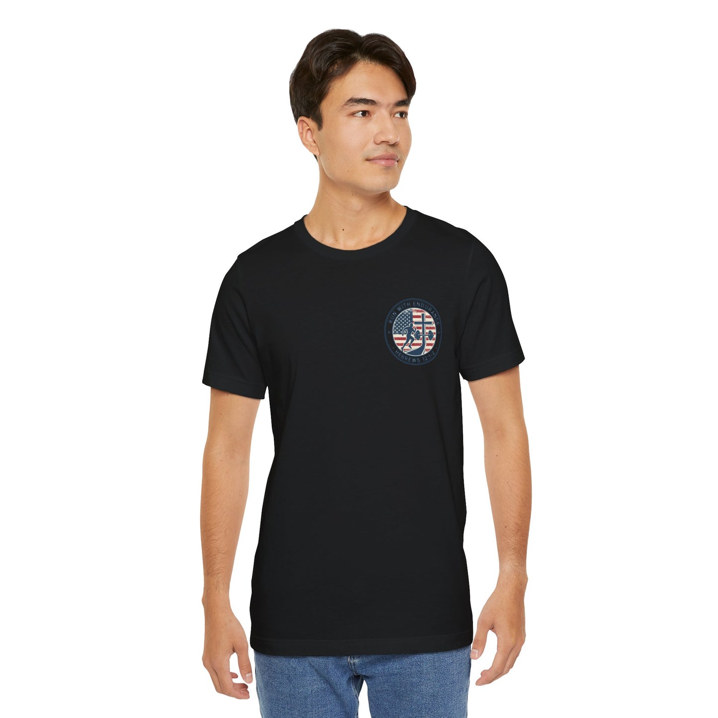Hebrews 12:1-2 'Run With Endurance' T-Shirt — Inspirational Christian Tee