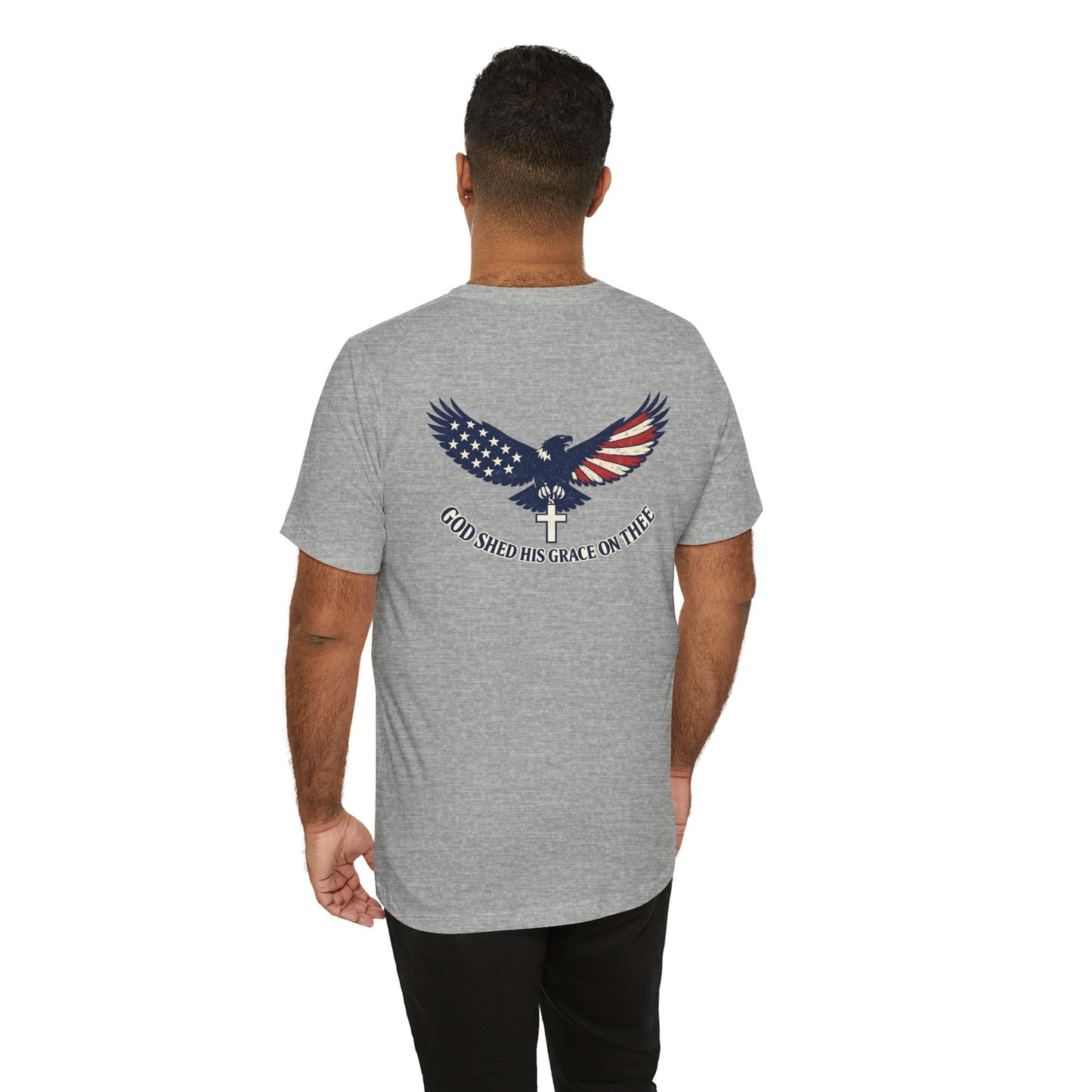 Patriotic Eagle T‑Shirt — "God Shed His Grace on Thee" Back Graphic Tee