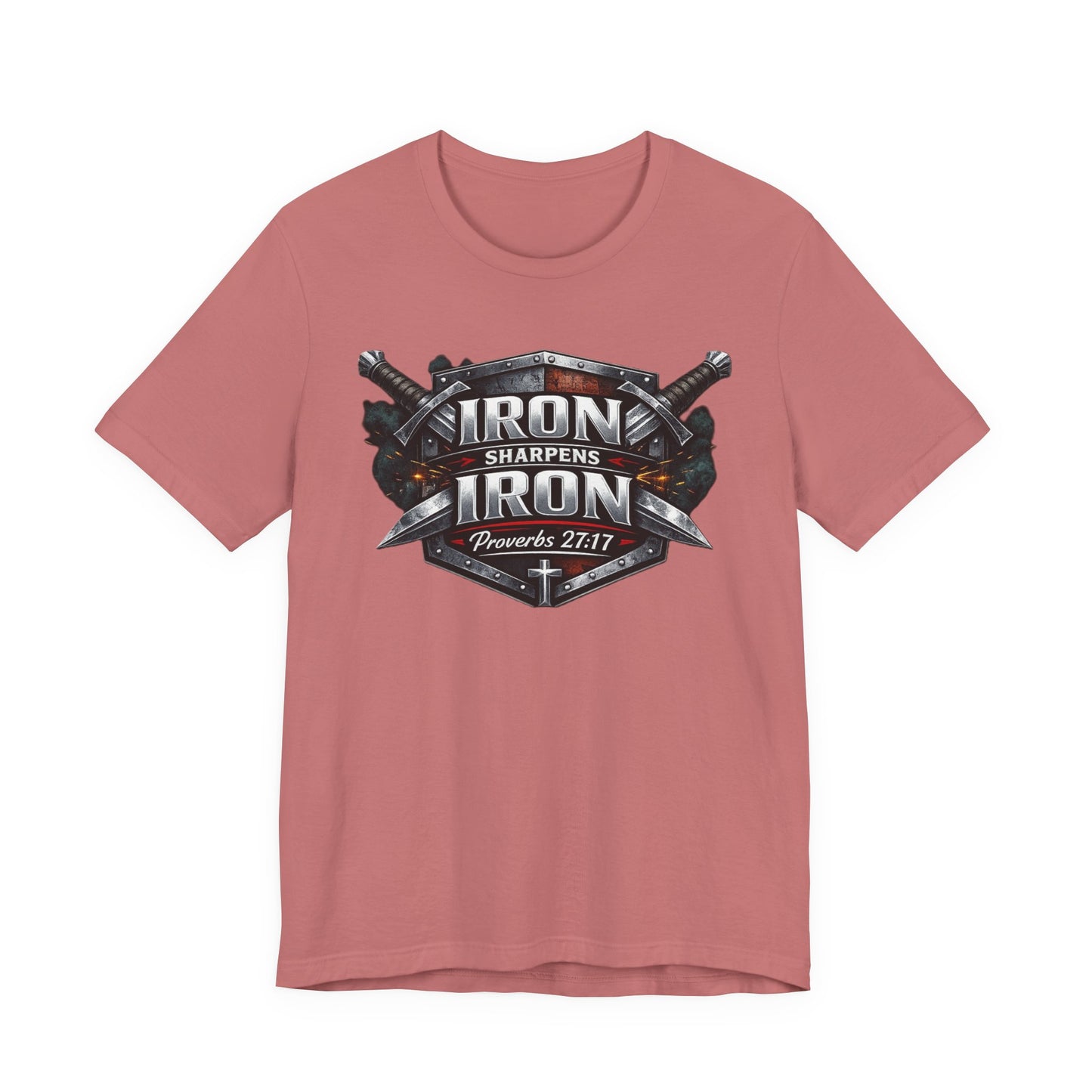 Iron Sharpens Iron T-Shirt — Faith-Based Proverbs 27:17 Graphic Tee