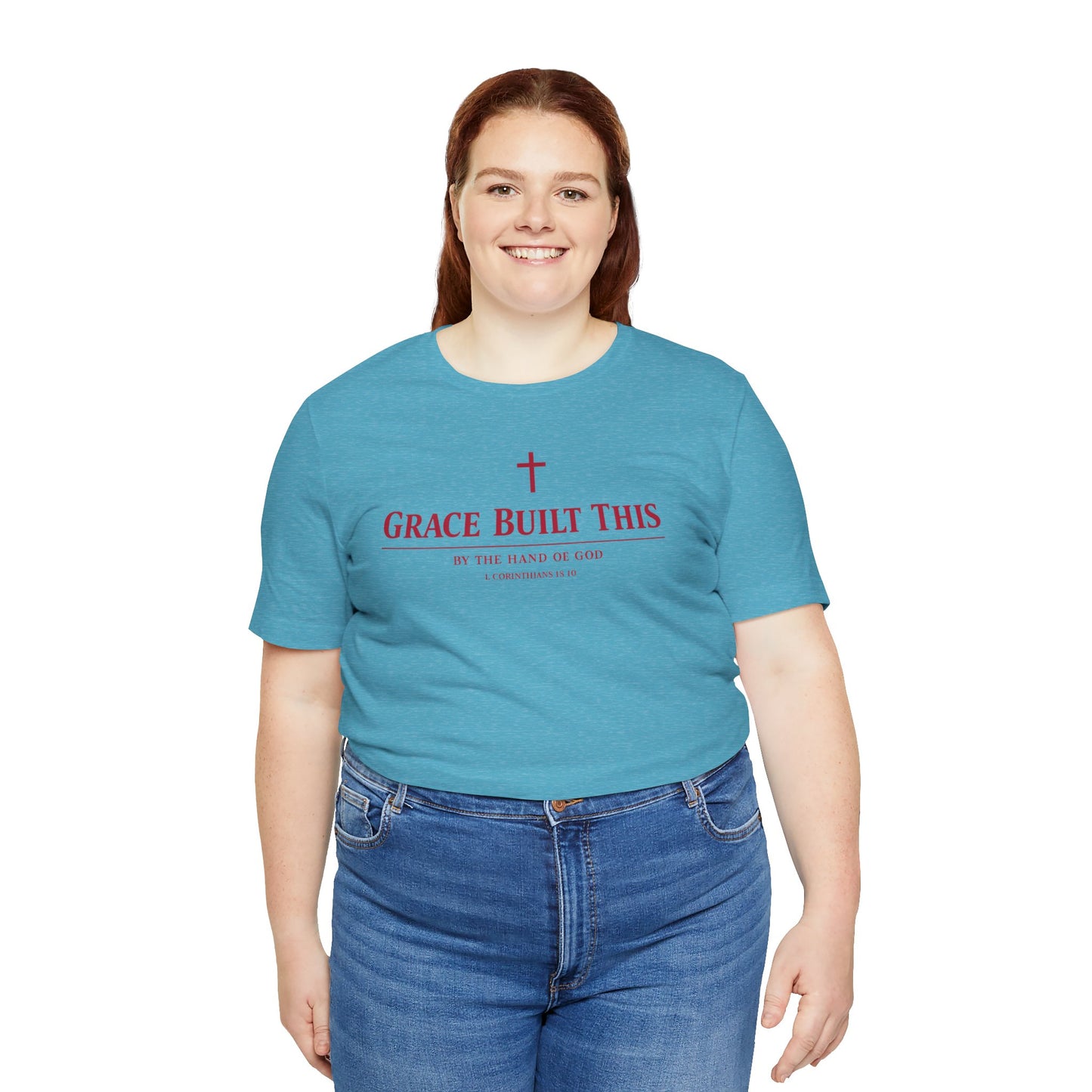 Grace Built This T-Shirt — Christian Faith Tee with Cross