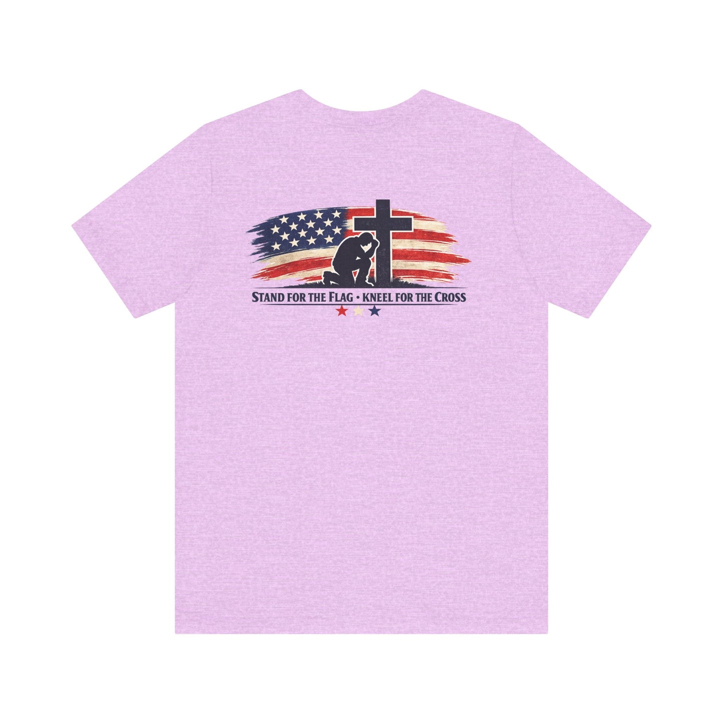 Patriotic Cross Tee – "Stand for the Flag, Kneel for the Cross" Short Sleeve T-Shirt