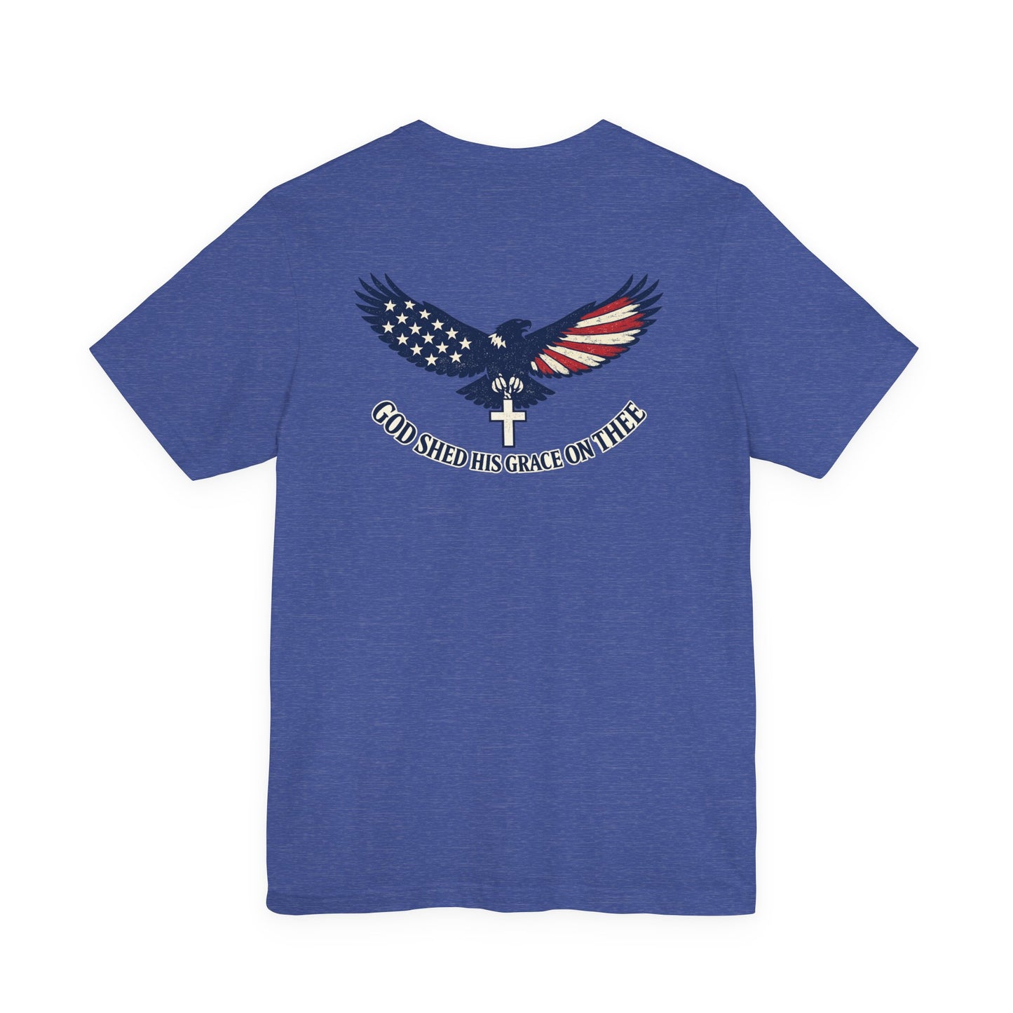 Patriotic Eagle T‑Shirt — "God Shed His Grace on Thee" Back Graphic Tee