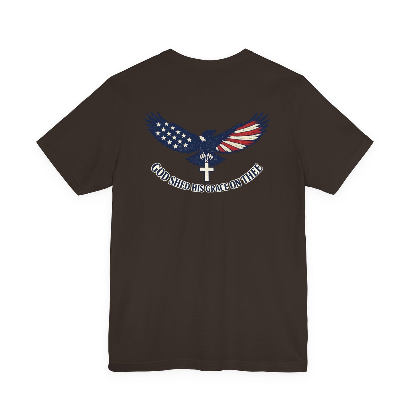 Patriotic Eagle T‑Shirt — "God Shed His Grace on Thee" Back Graphic Tee
