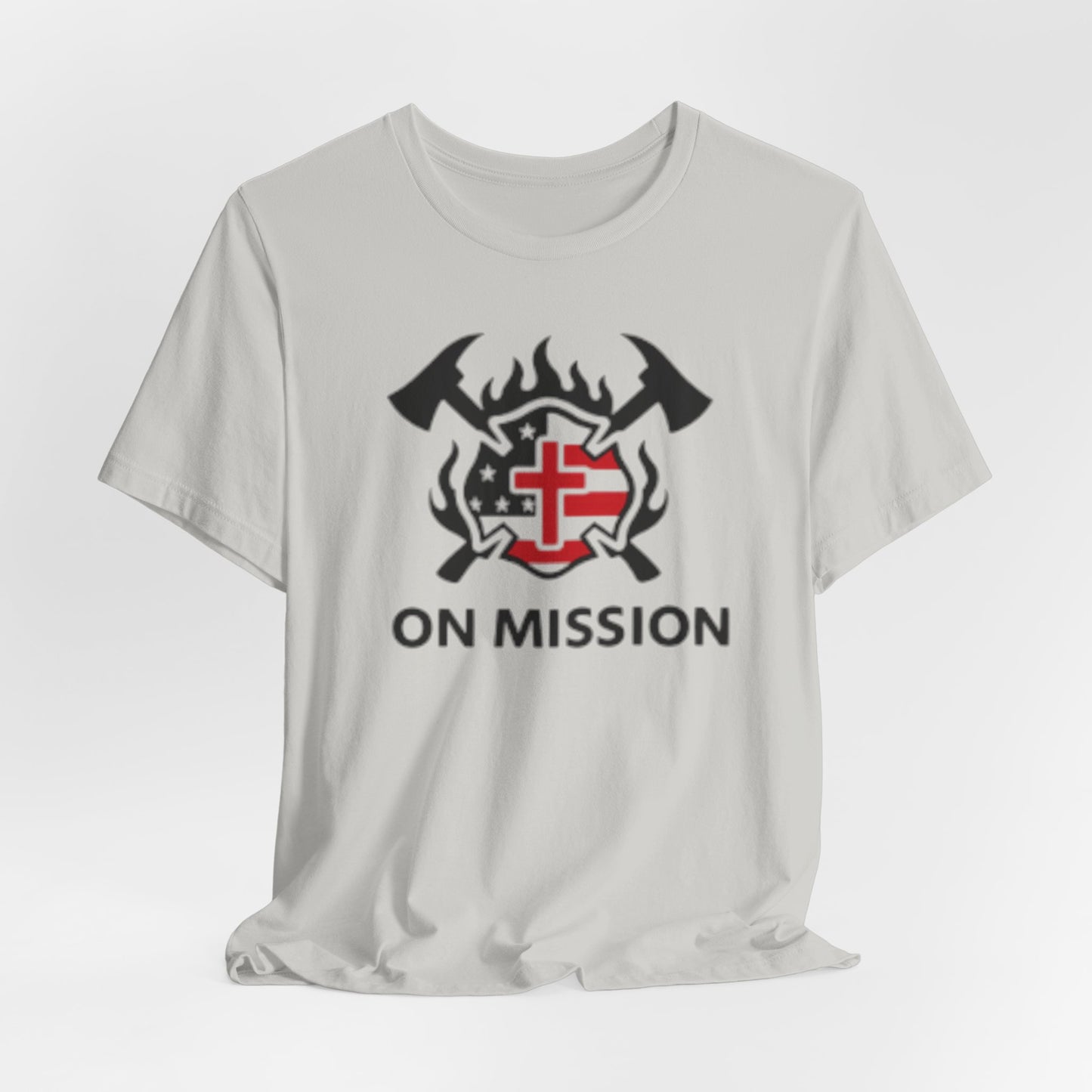 On Mission Christian Cross & American Flag T‑Shirt