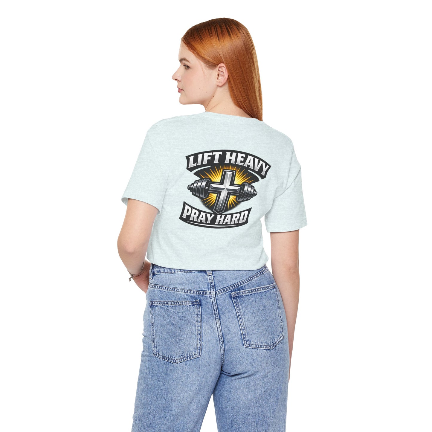 Lift Heavy Pray Hard T‑Shirt — Christian Fitness Gym Tee