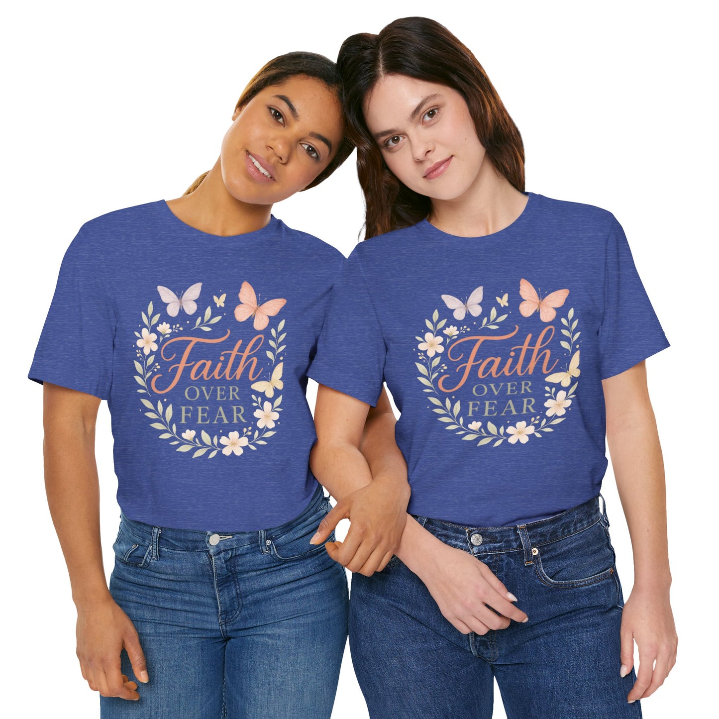 Faith Over Fear T-Shirt — Floral Butterfly Inspirational Tee