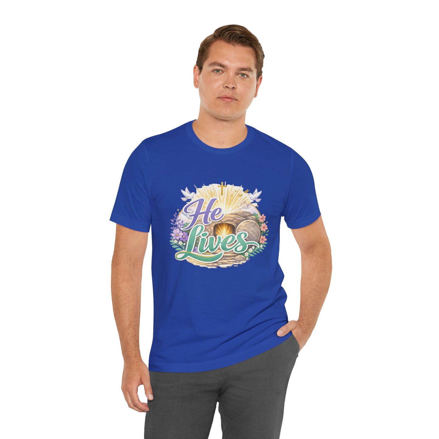 He Lives Jesus Tomb Tee — Christian Easter T‑Shirt
