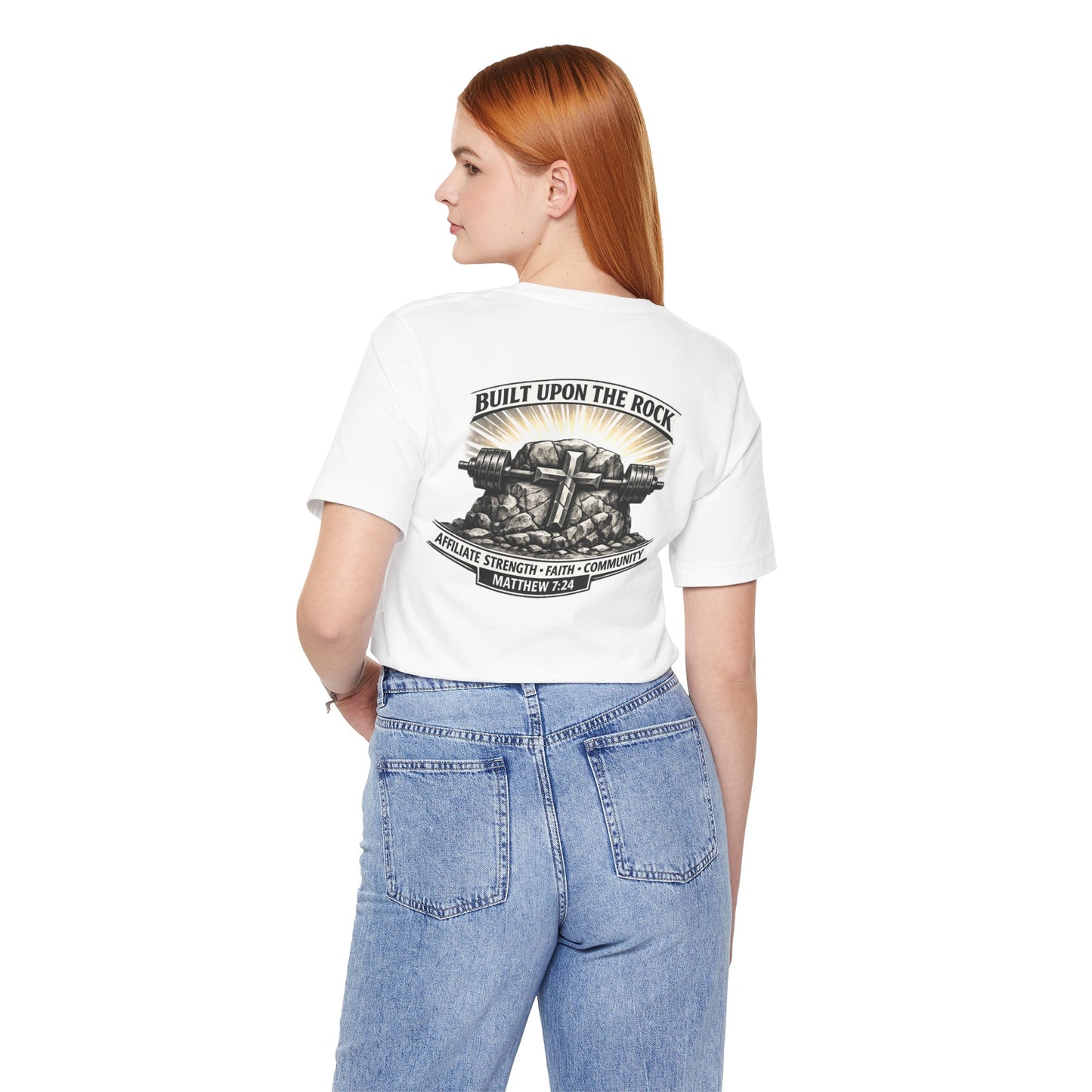 Built Upon the Rock T‑Shirt — Christian Faith Matthew 7:24 Graphic Tee
