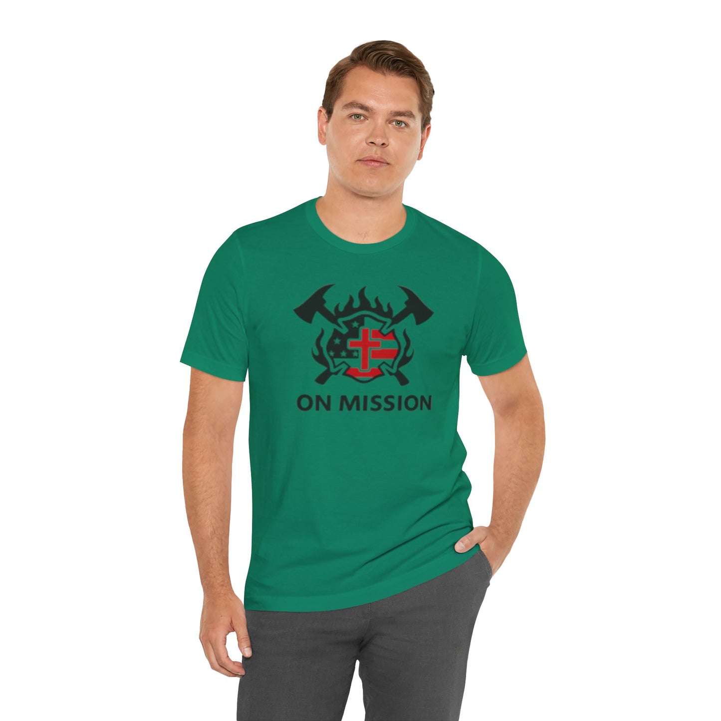 On Mission Christian Cross & American Flag T‑Shirt