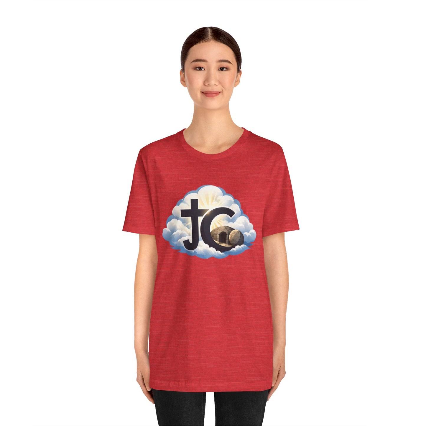 Jesus Christ (JC) Cross Tee — Crucified, Risen & Coming Again