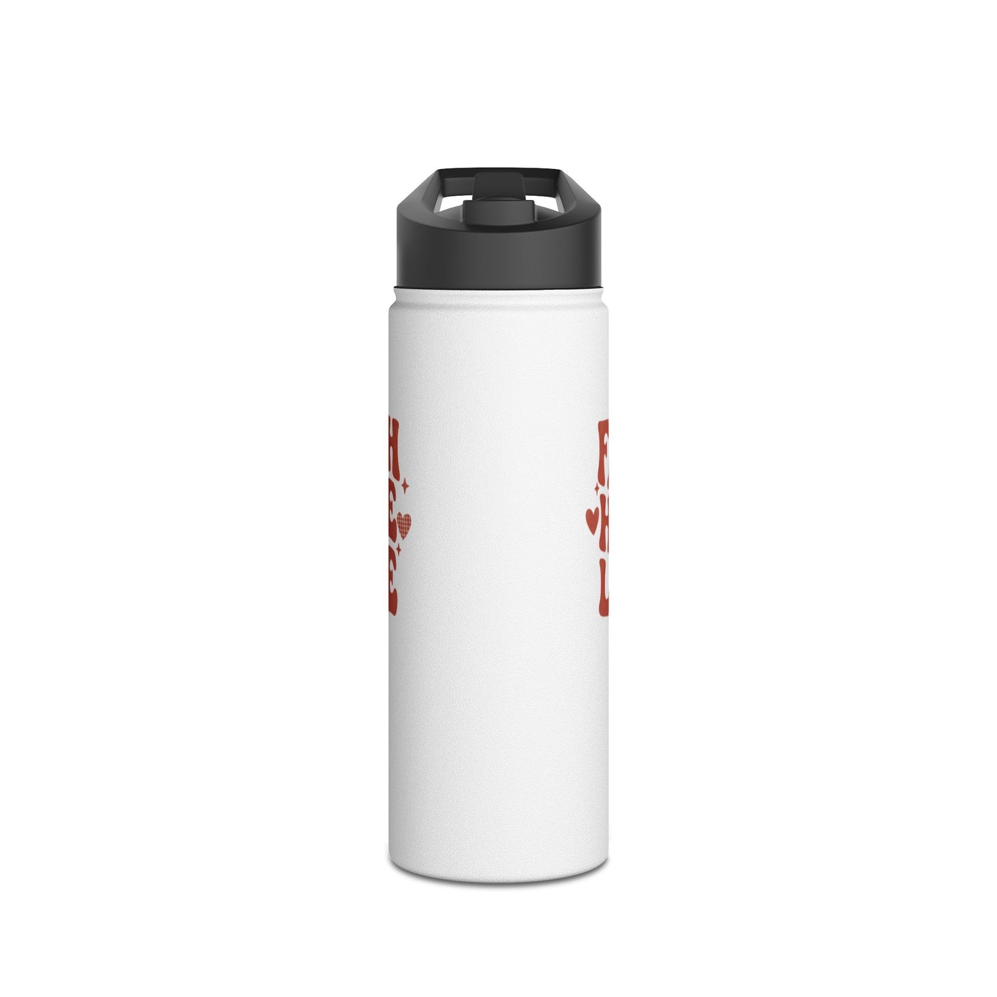 Faith Hope Love Stainless Steel Water Bottle — Retro Heart Typography