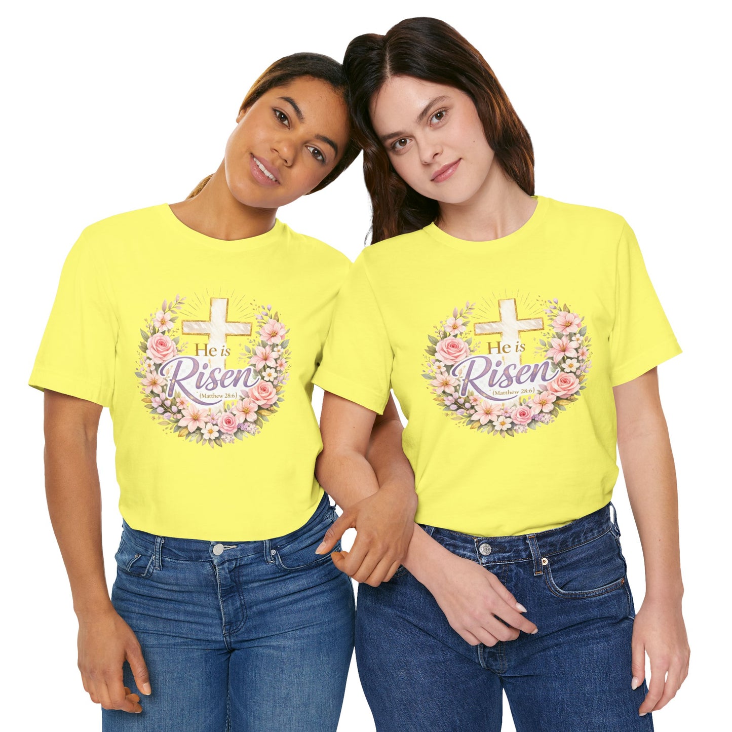 He Is Risen Floral Cross T-Shirt