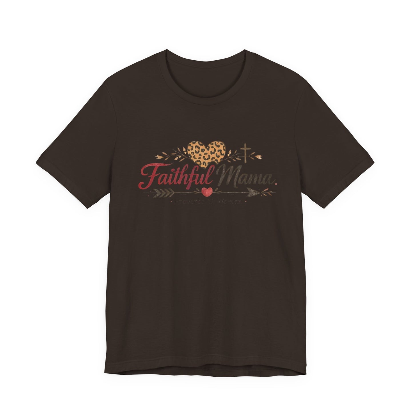 Faithful Mama T-Shirt - Leopard Heart Christian Mom Tee (Proverbs 31 Woman)