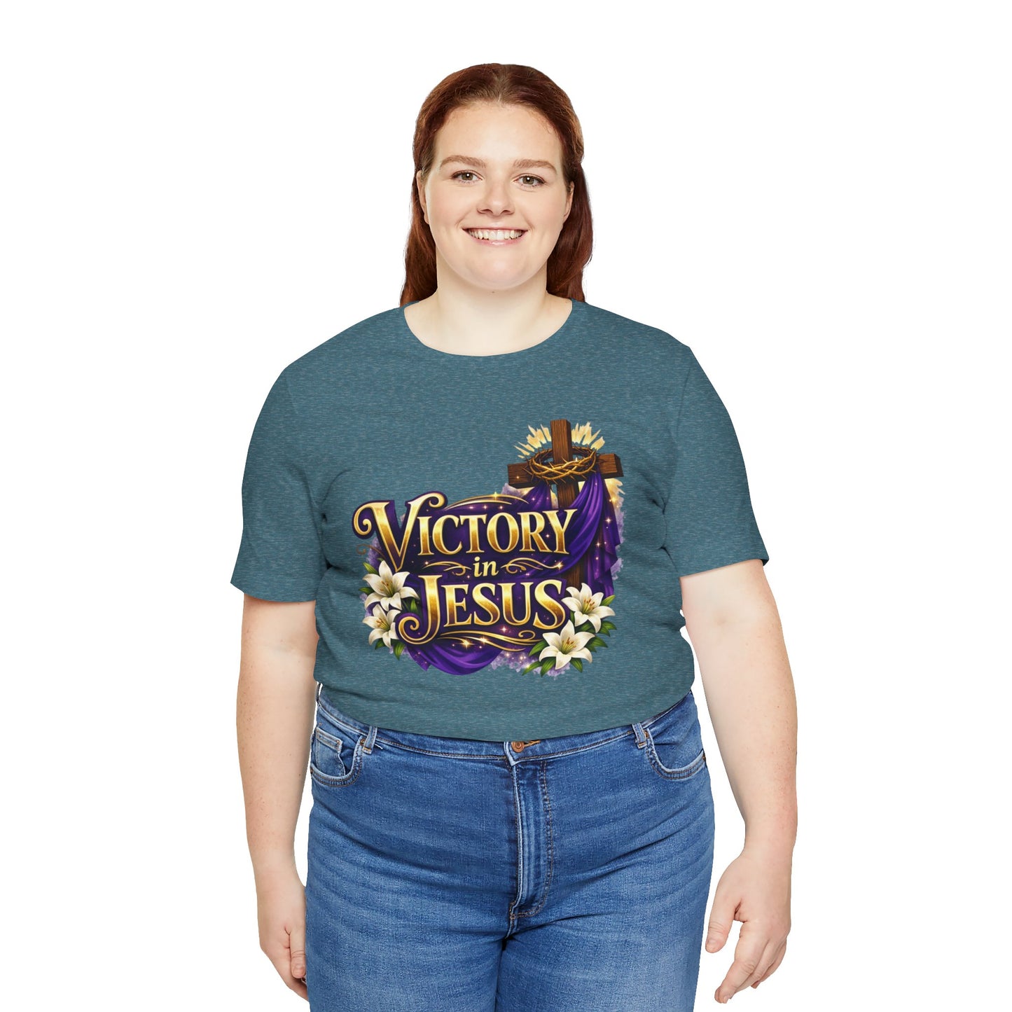 Victory In Jesus Christian T-Shirt — Cross Faith Tee