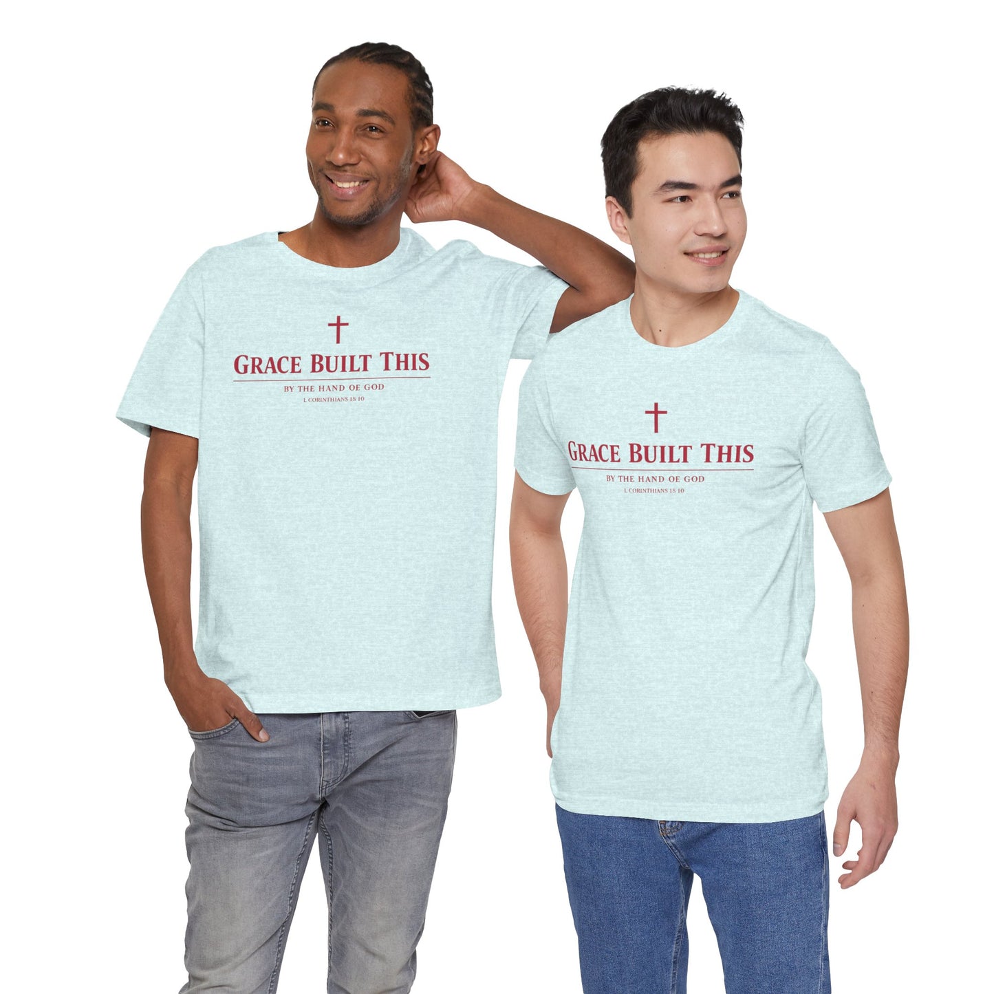 Grace Built This T-Shirt — Christian Faith Tee with Cross