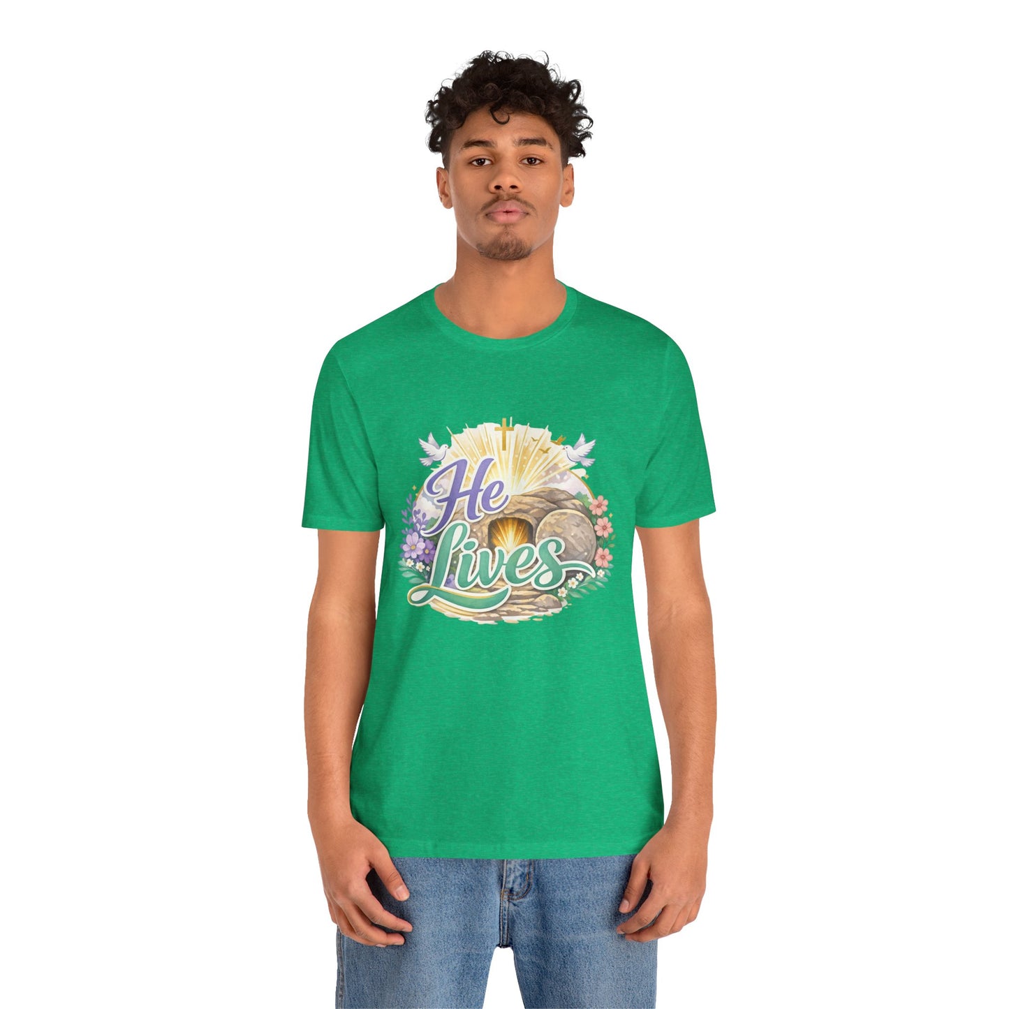 He Lives Jesus Tomb Tee — Christian Easter T‑Shirt