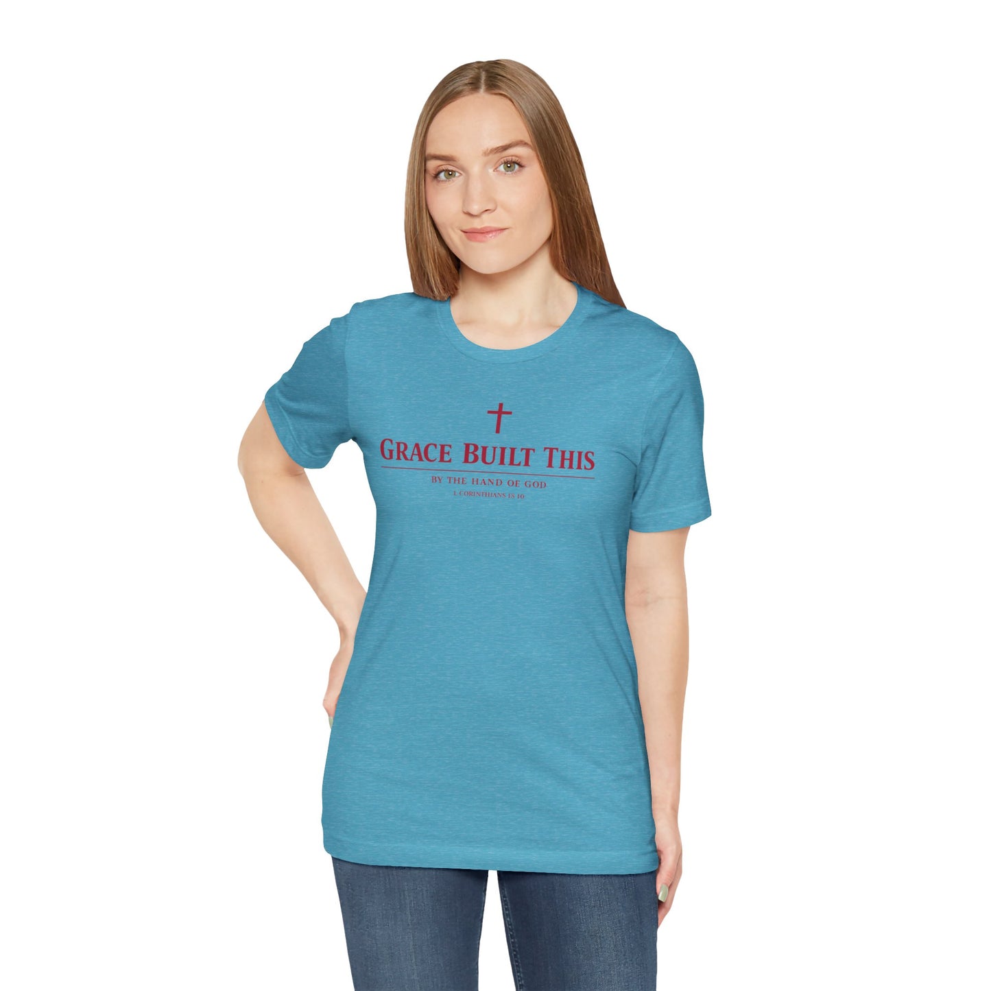 Grace Built This T-Shirt — Christian Faith Tee with Cross