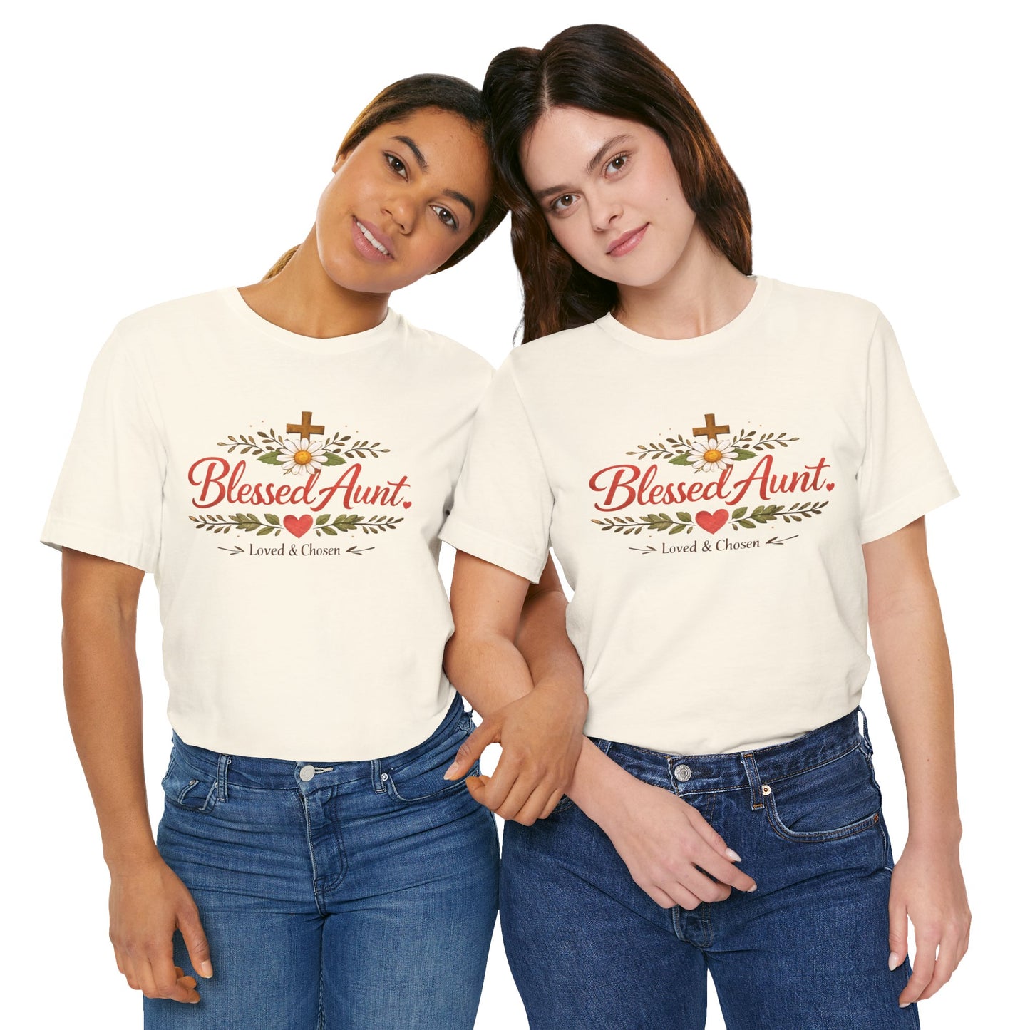 Blessed Aunt T-Shirt - "Blessed Aunt Loved & Chosen" Christian Floral Tee