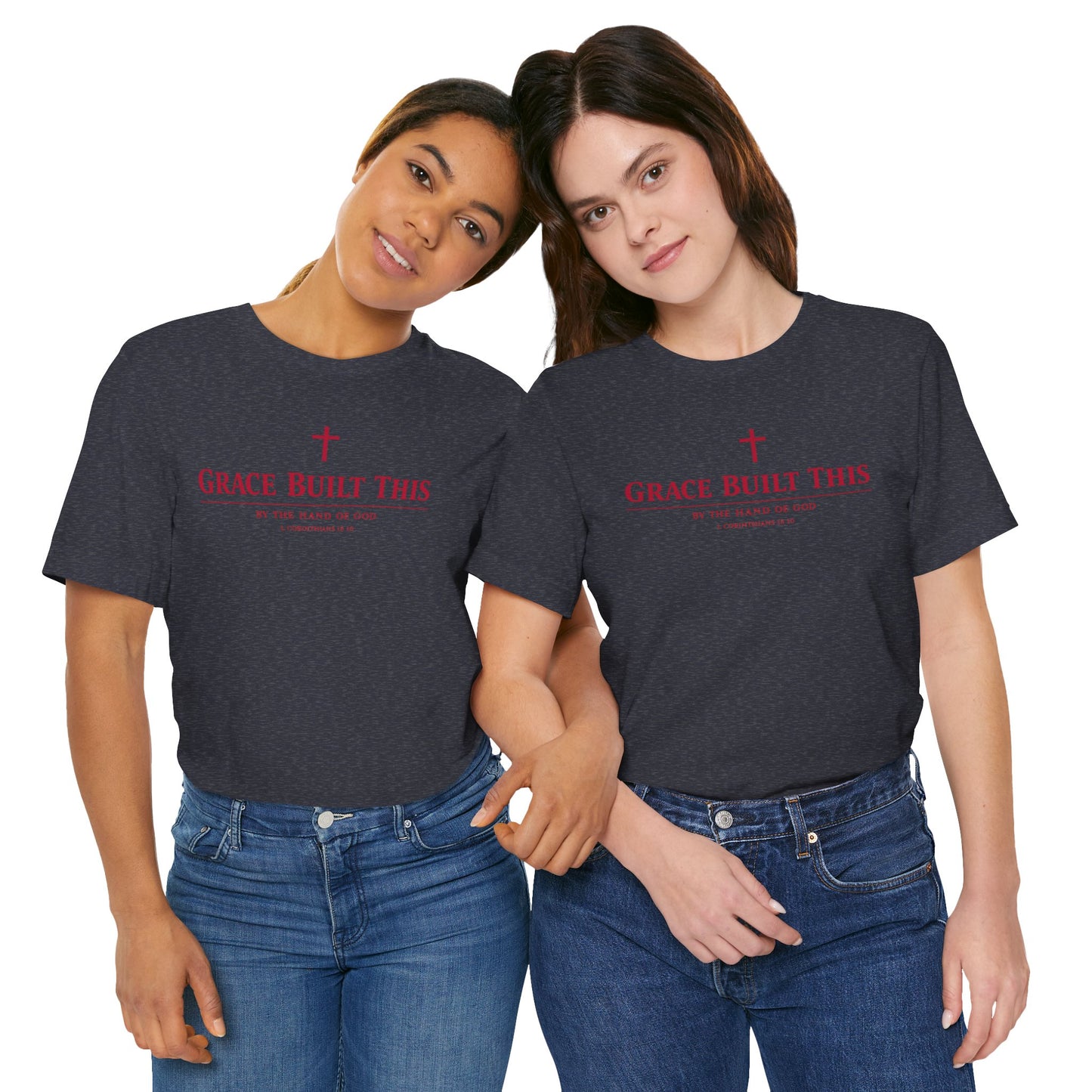 Grace Built This T-Shirt — Christian Faith Tee with Cross