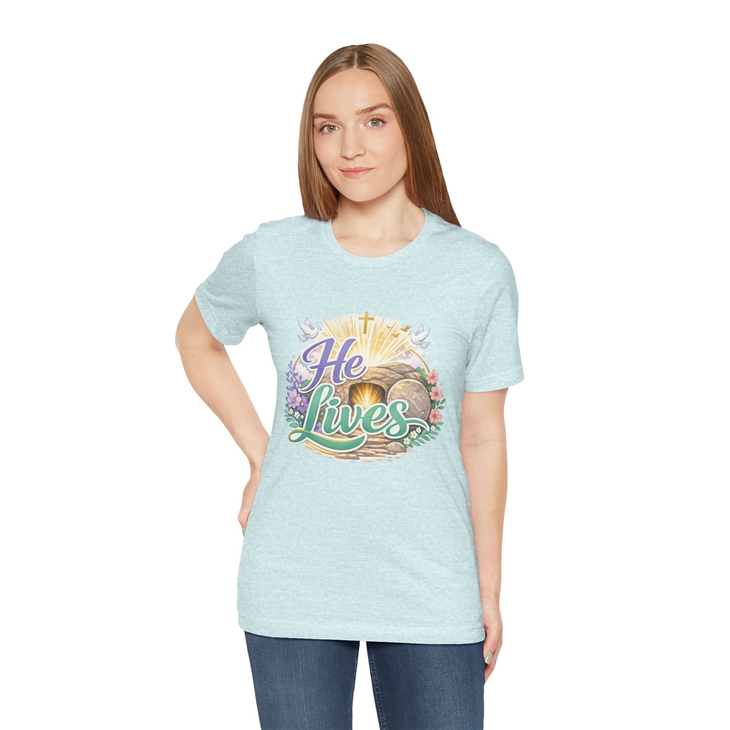 He Lives Jesus Tomb Tee — Christian Easter T‑Shirt