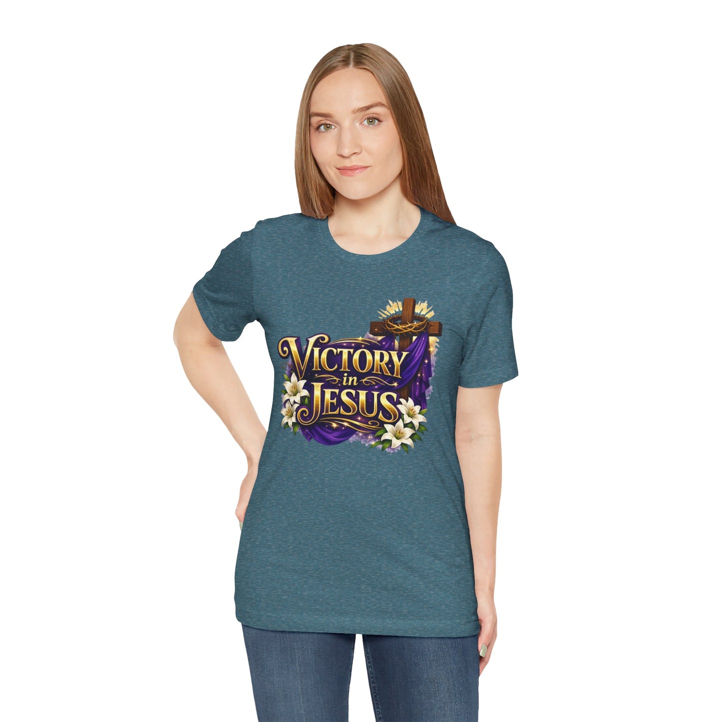 Victory In Jesus Christian T-Shirt — Cross Faith Tee