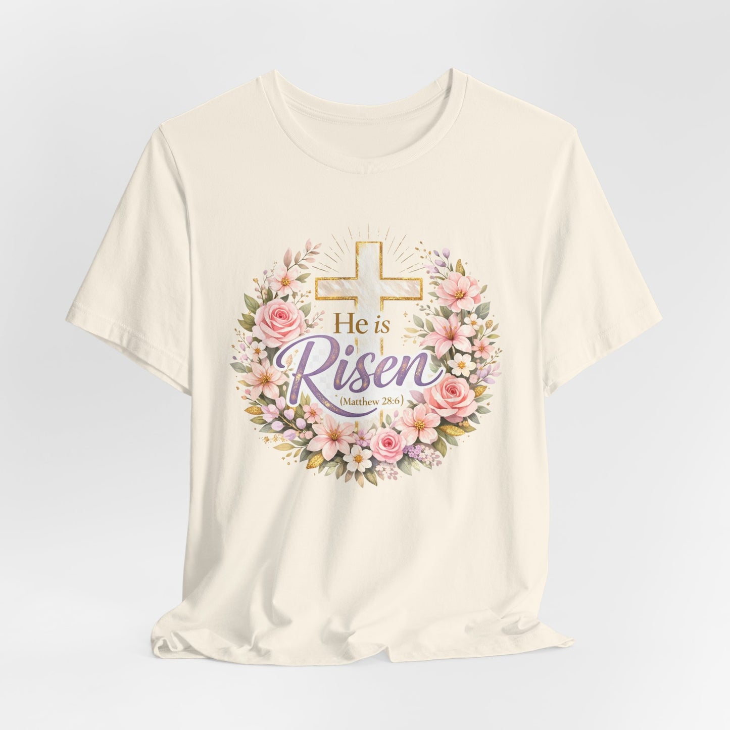 He Is Risen Floral Cross T-Shirt