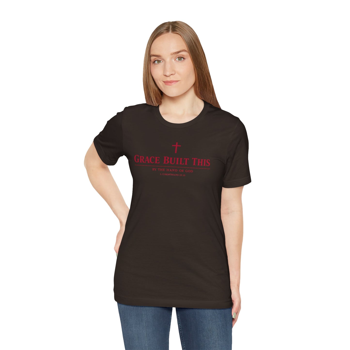 Grace Built This T-Shirt — Christian Faith Tee with Cross