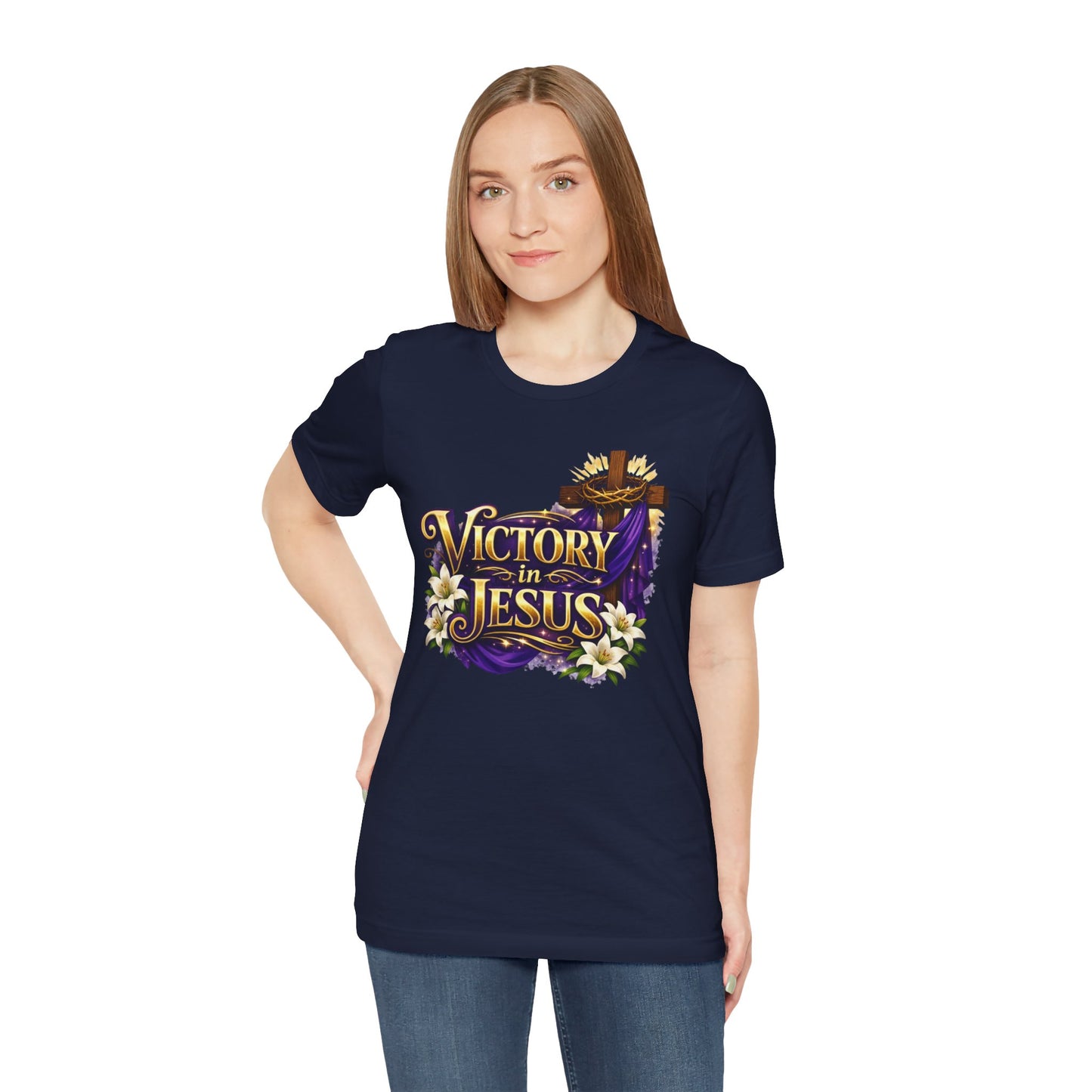 Victory In Jesus Christian T-Shirt — Cross Faith Tee