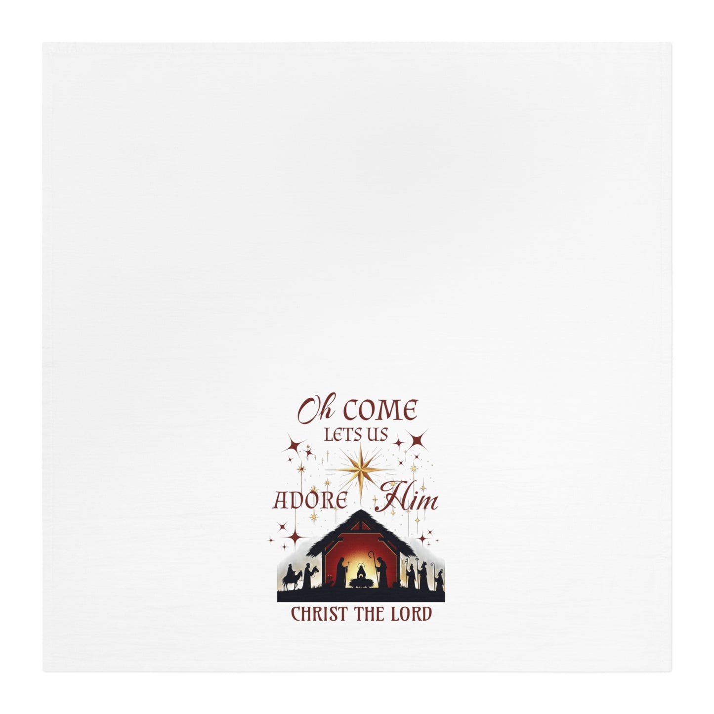 Tea Towel Nativity Scene Adore Him Christ the Lord