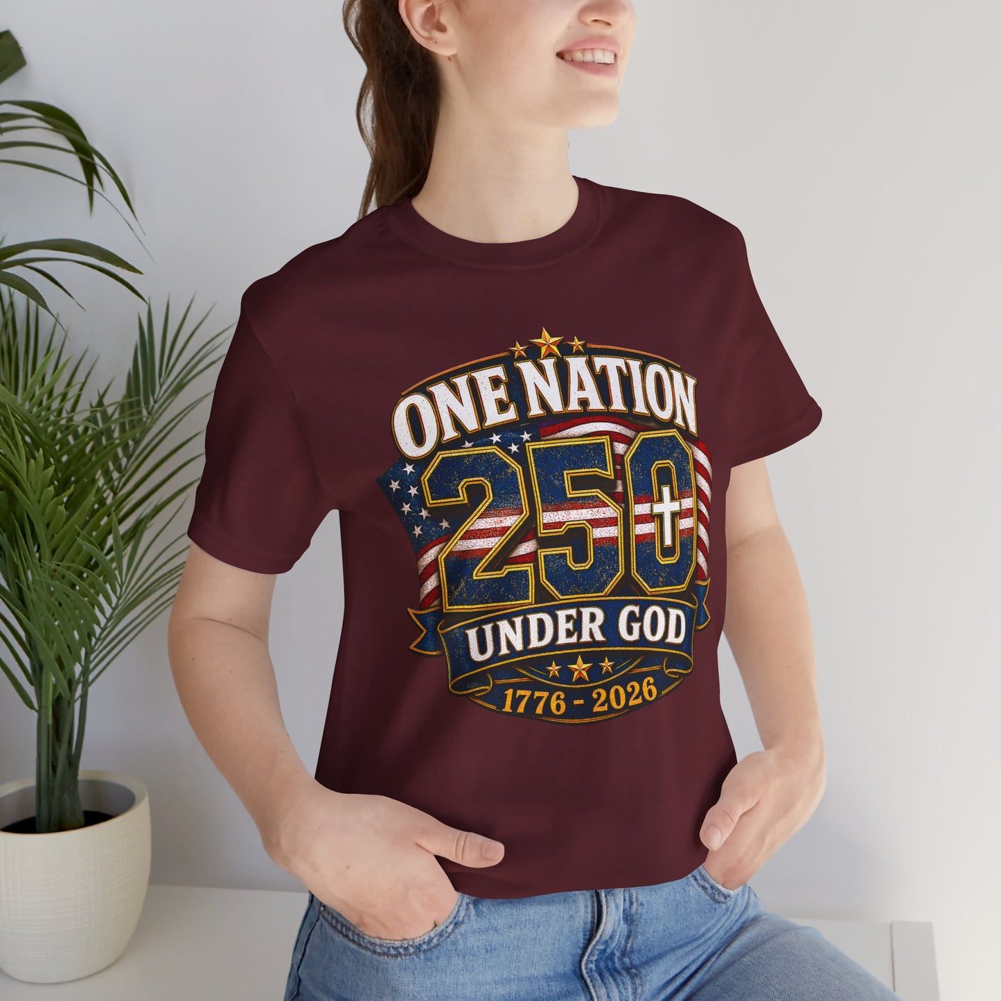 250th USA Independence T-Shirt — "One Nation Under God" 1776–2026 Patriotic Tee