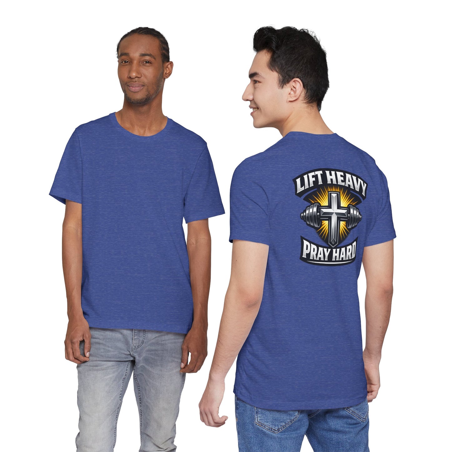 Lift Heavy Pray Hard T‑Shirt — Christian Fitness Gym Tee