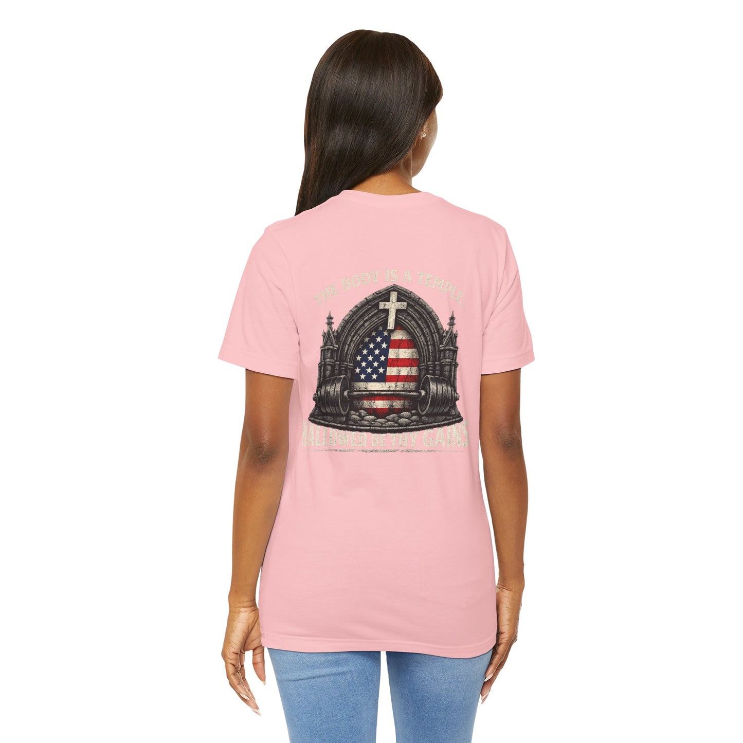 Patriotic Gym Tee — “The Body Is a Temple” American Flag Fitness T-Shirt