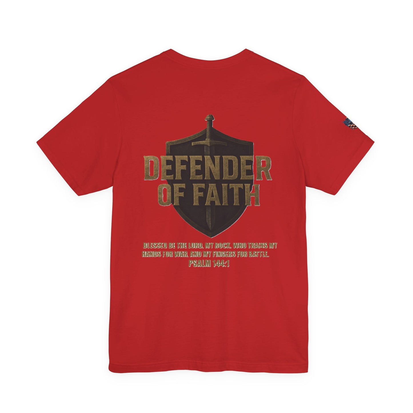 Psalm 144:1 'Defender of Faith' T-Shirt — Christian Scripture Tee