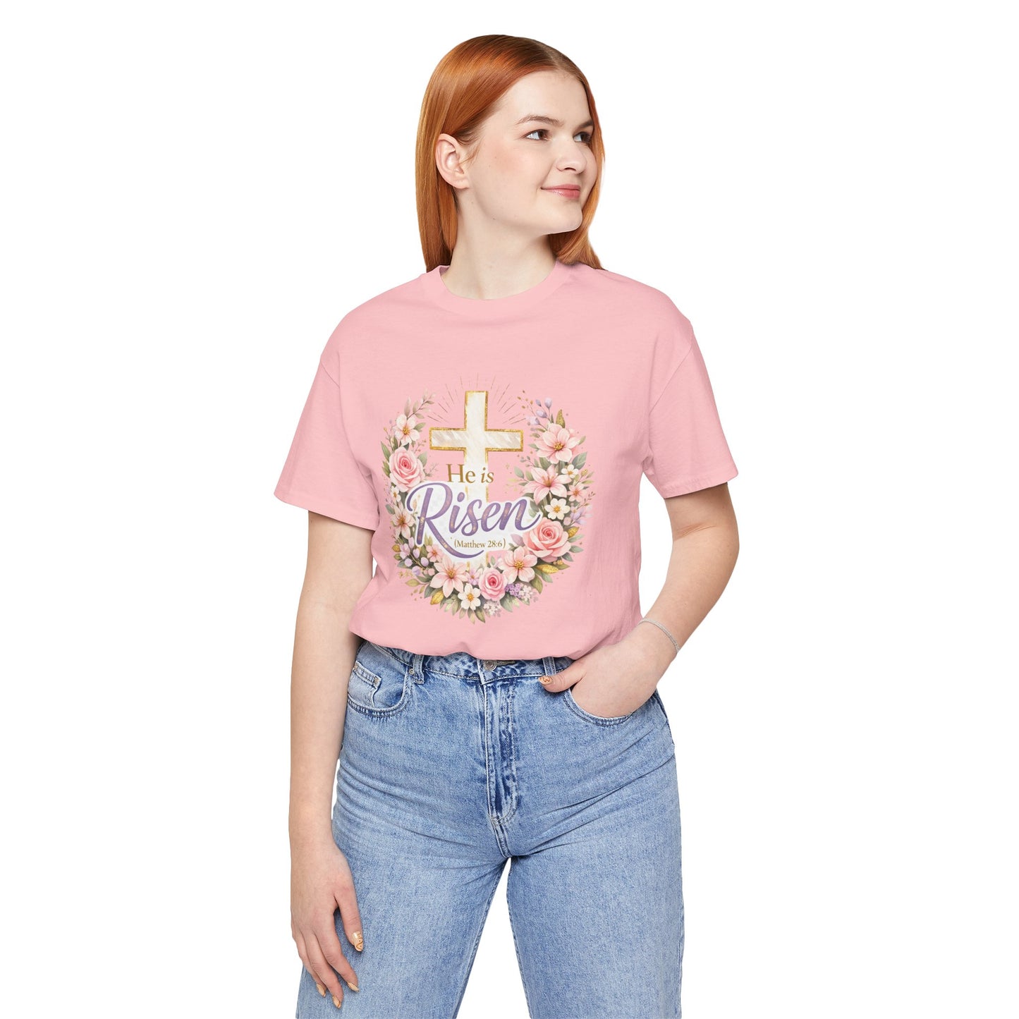 He Is Risen Floral Cross T-Shirt