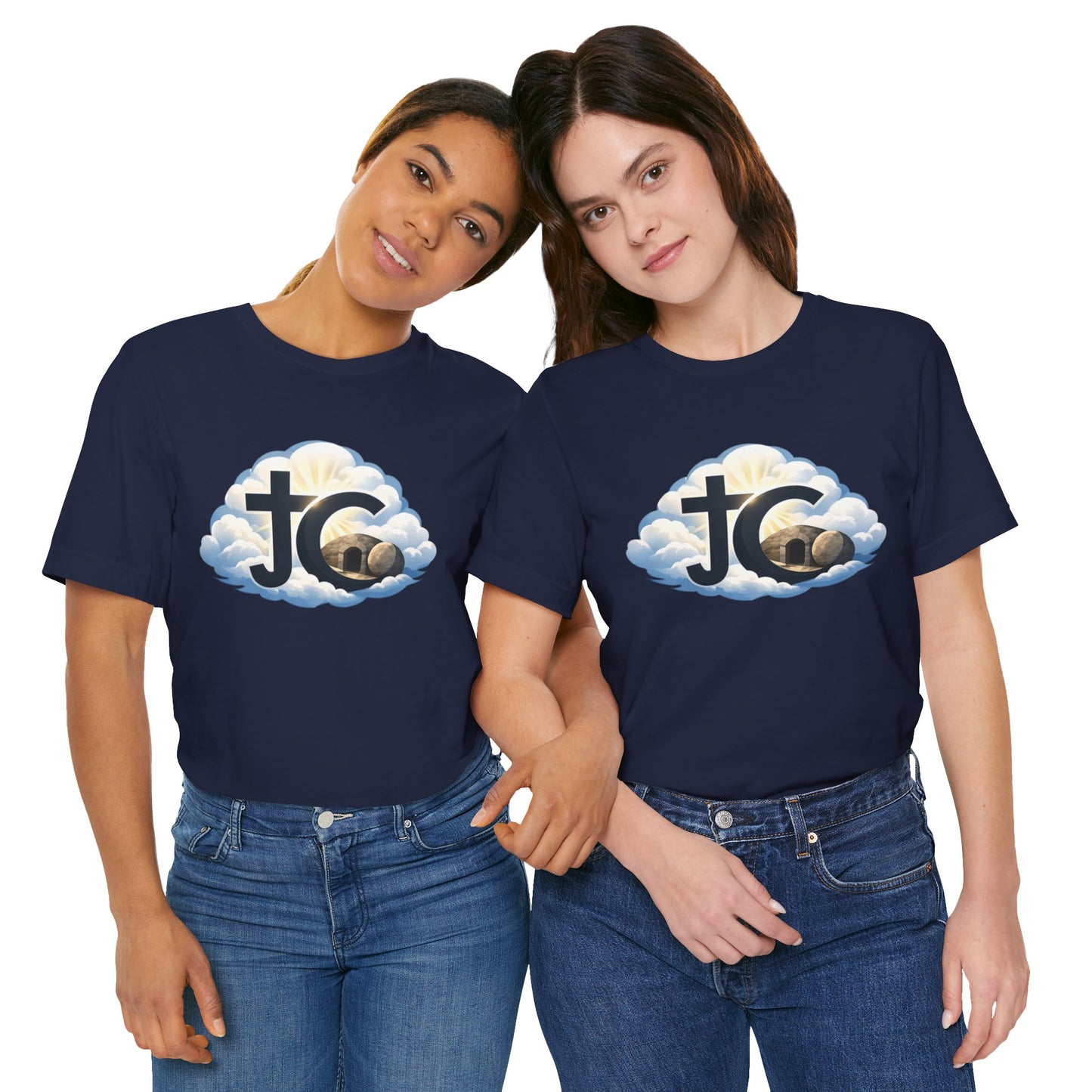 Jesus Christ (JC) Cross Tee — Crucified, Risen & Coming Again