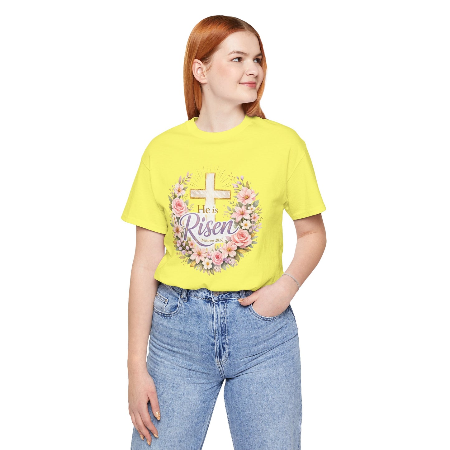 He Is Risen Floral Cross T-Shirt