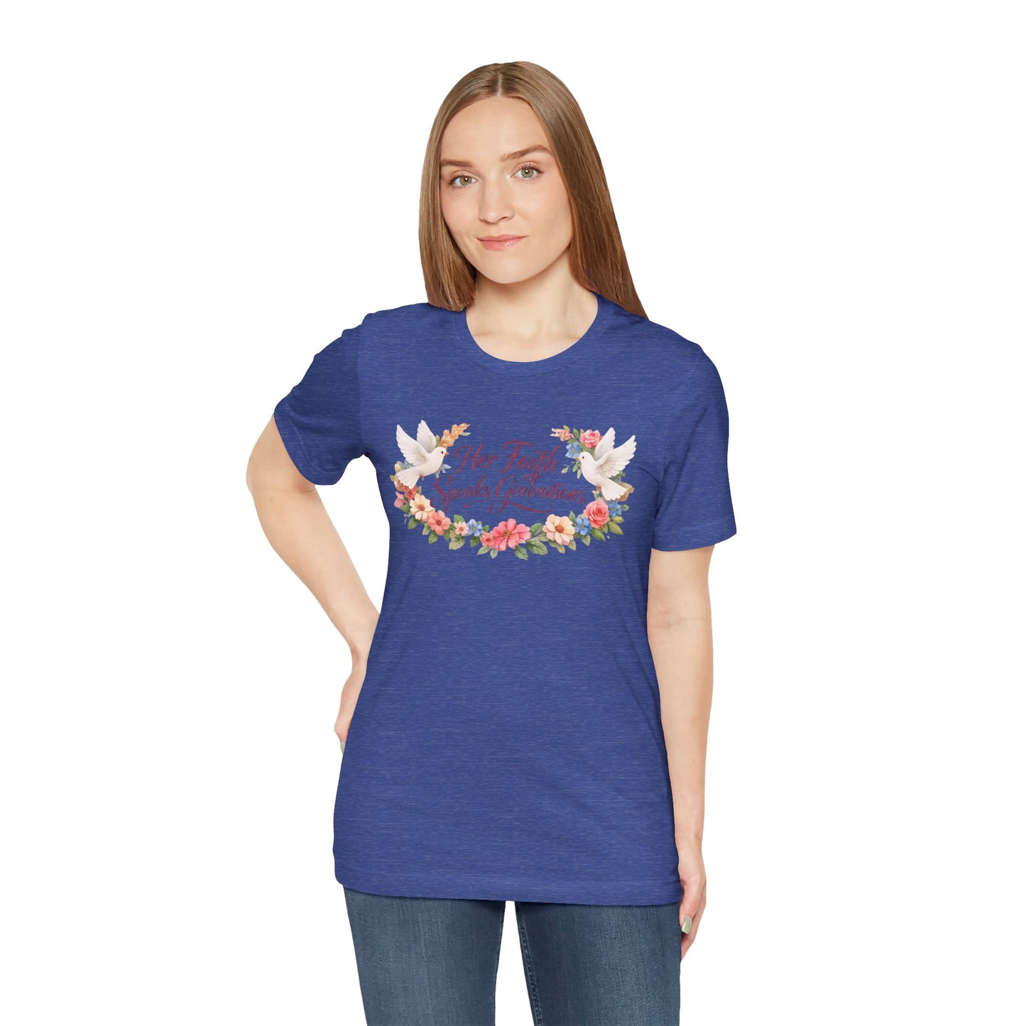 Her Faith Speaks Generations T-Shirt — Floral Christian Inspirational Tee