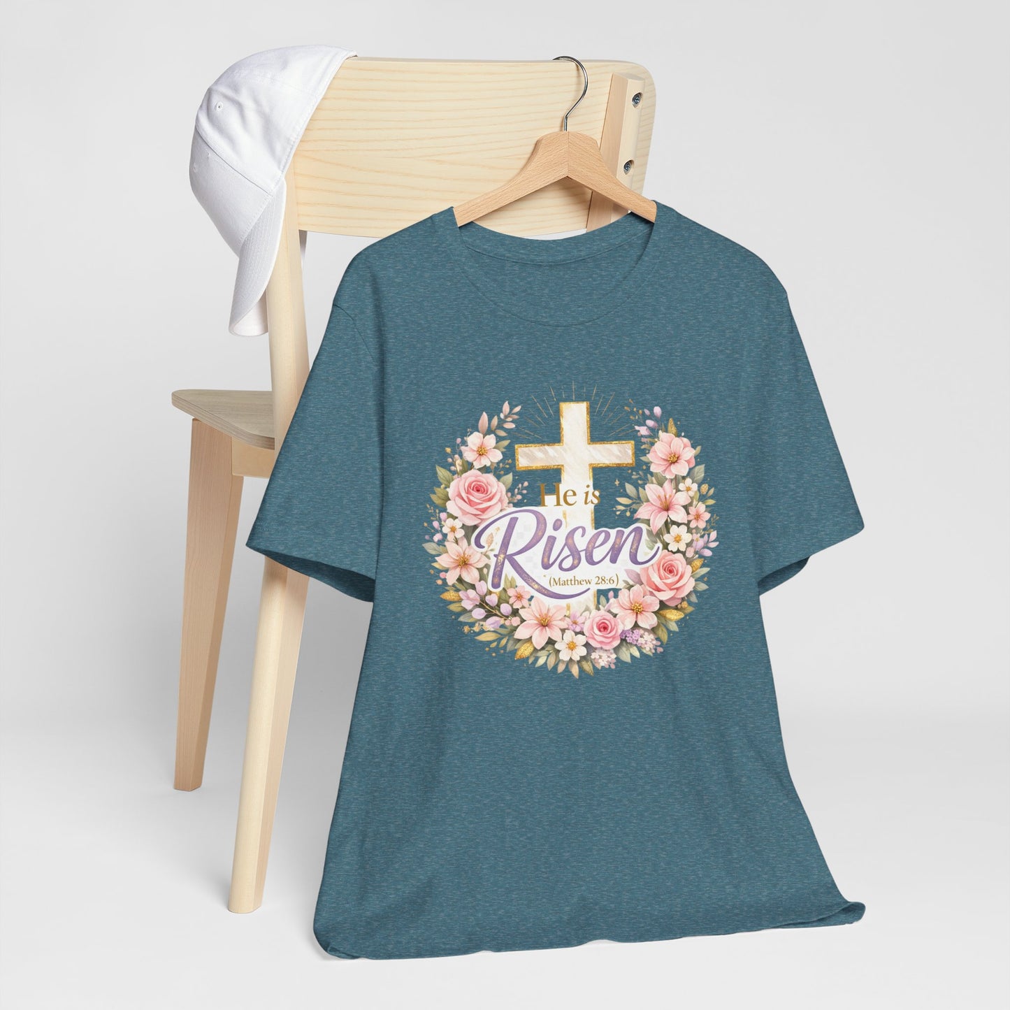 He Is Risen Floral Cross T-Shirt