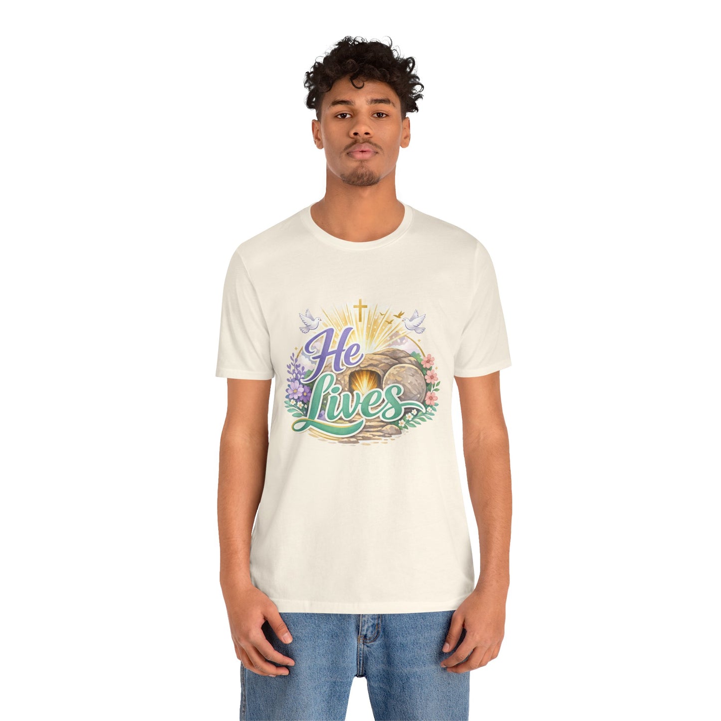 He Lives Jesus Tomb Tee — Christian Easter T‑Shirt