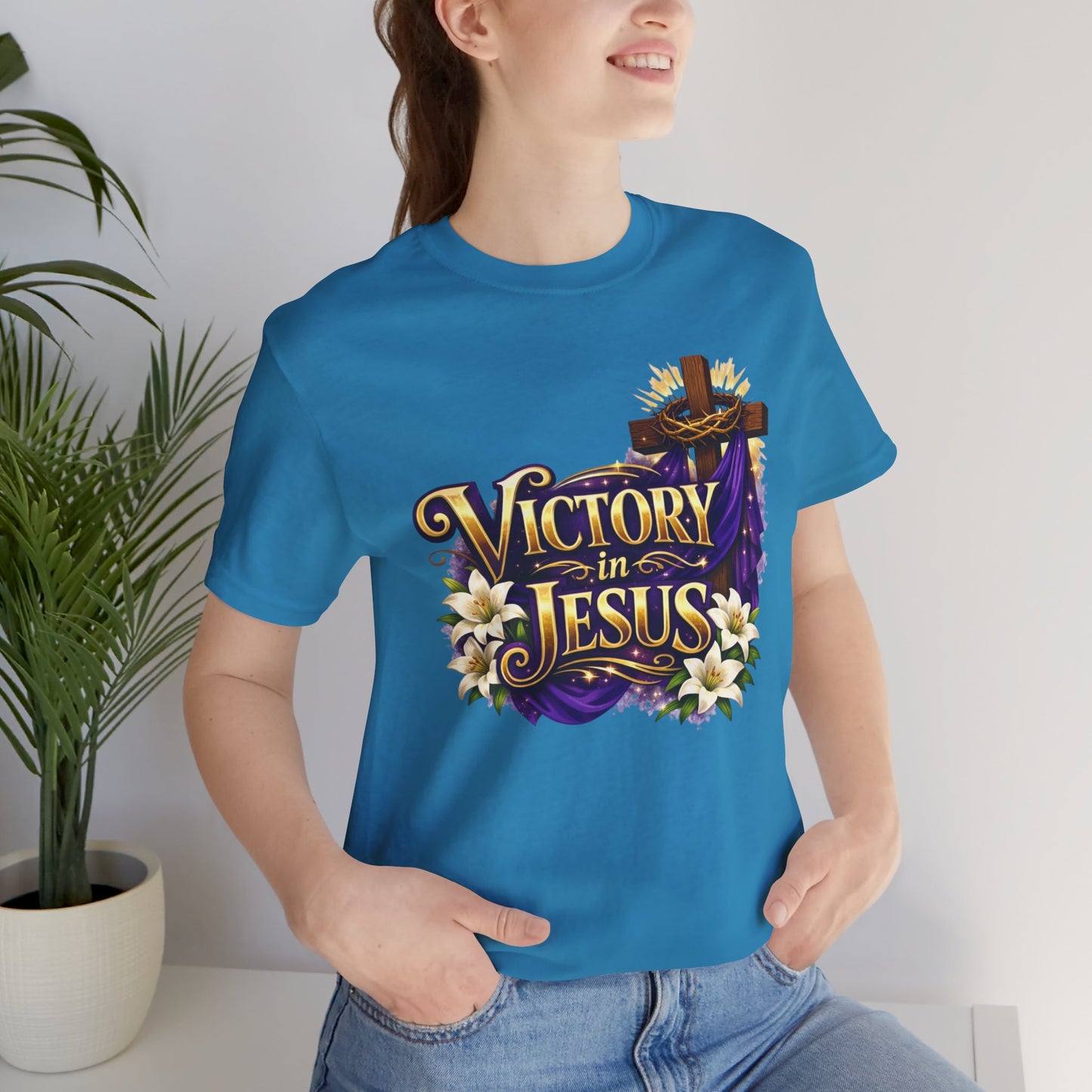 Victory In Jesus Christian T-Shirt — Cross Faith Tee