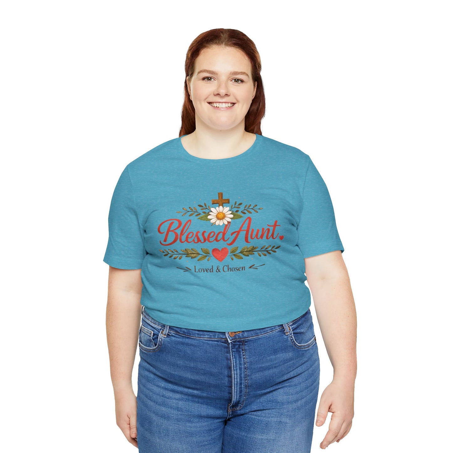 Blessed Aunt T-Shirt - "Blessed Aunt Loved & Chosen" Christian Floral Tee