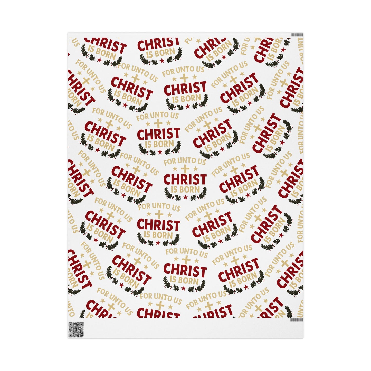 Christmas Wrapping Paper — "FOR UNTO US CHRIST IS BORN" Religious Gift Wrap